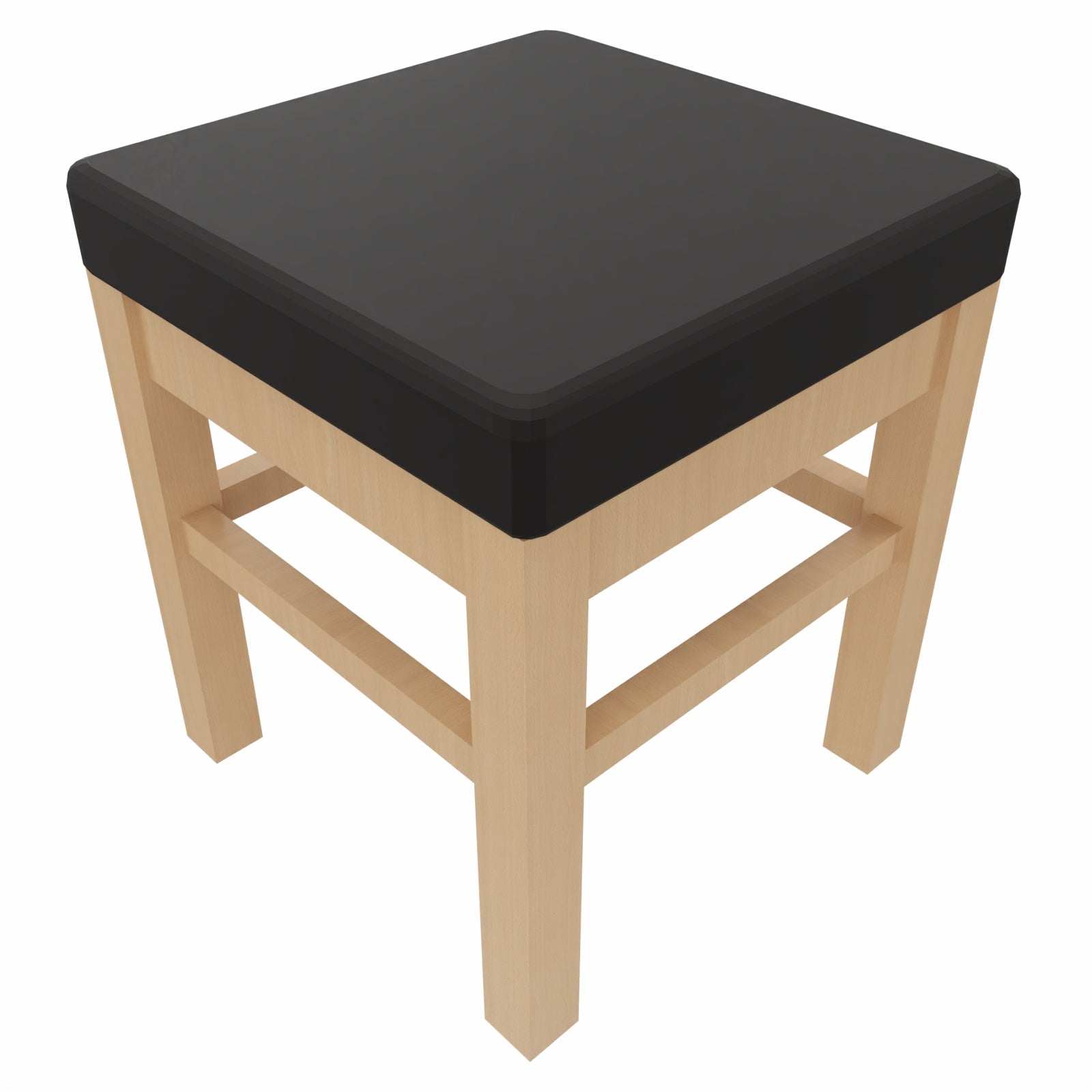 Schwerlasthocker Alexander – Robuster Sitzhocker für Senioren – 52cm - Kunstleder Soft Schwarz / Metall Silber