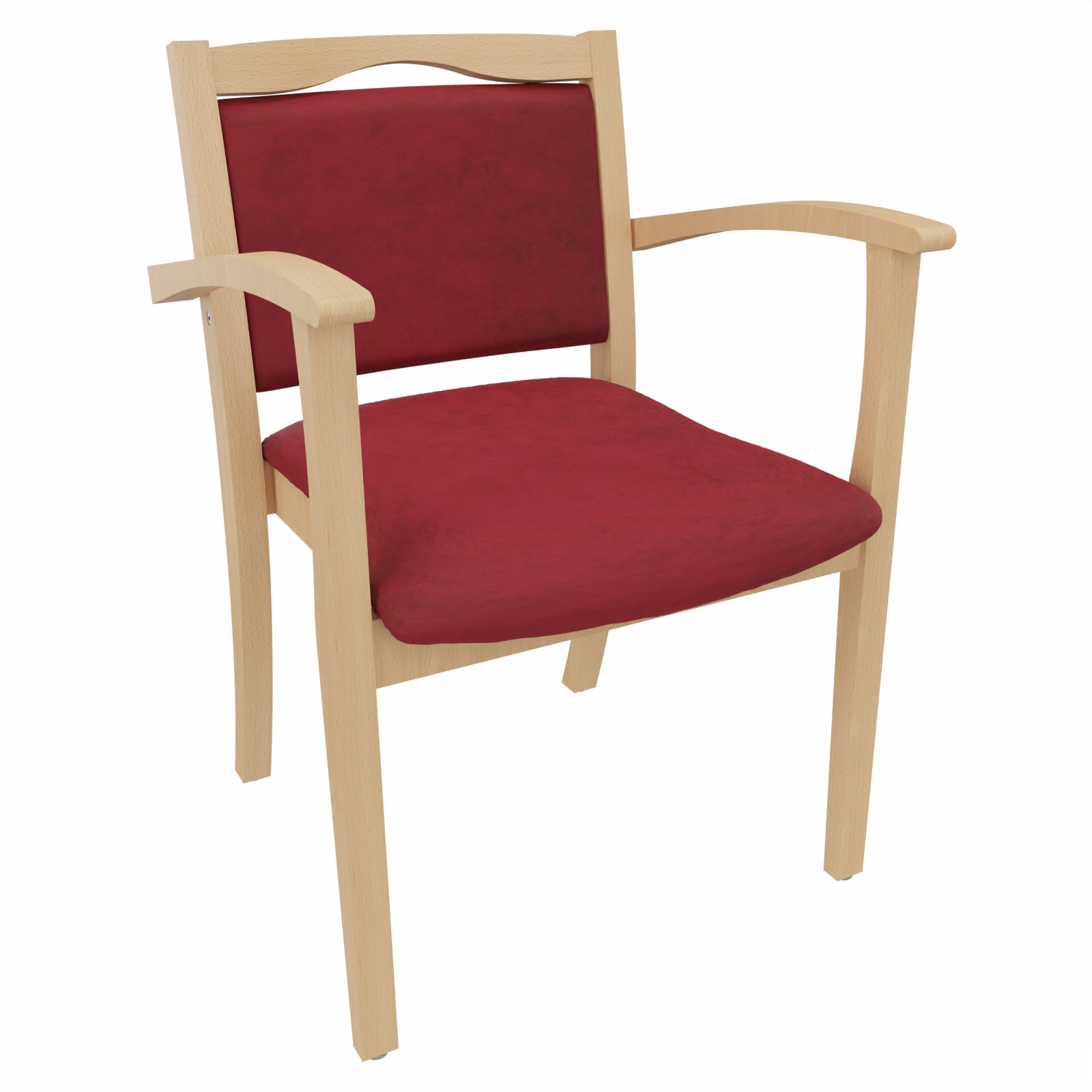 Seniorenstuhl Alexander mit Armlehnen – Komfortabler Pflegestuhl – 47cm - Clean-Stoff Como Rot / Kunststoff Weiss