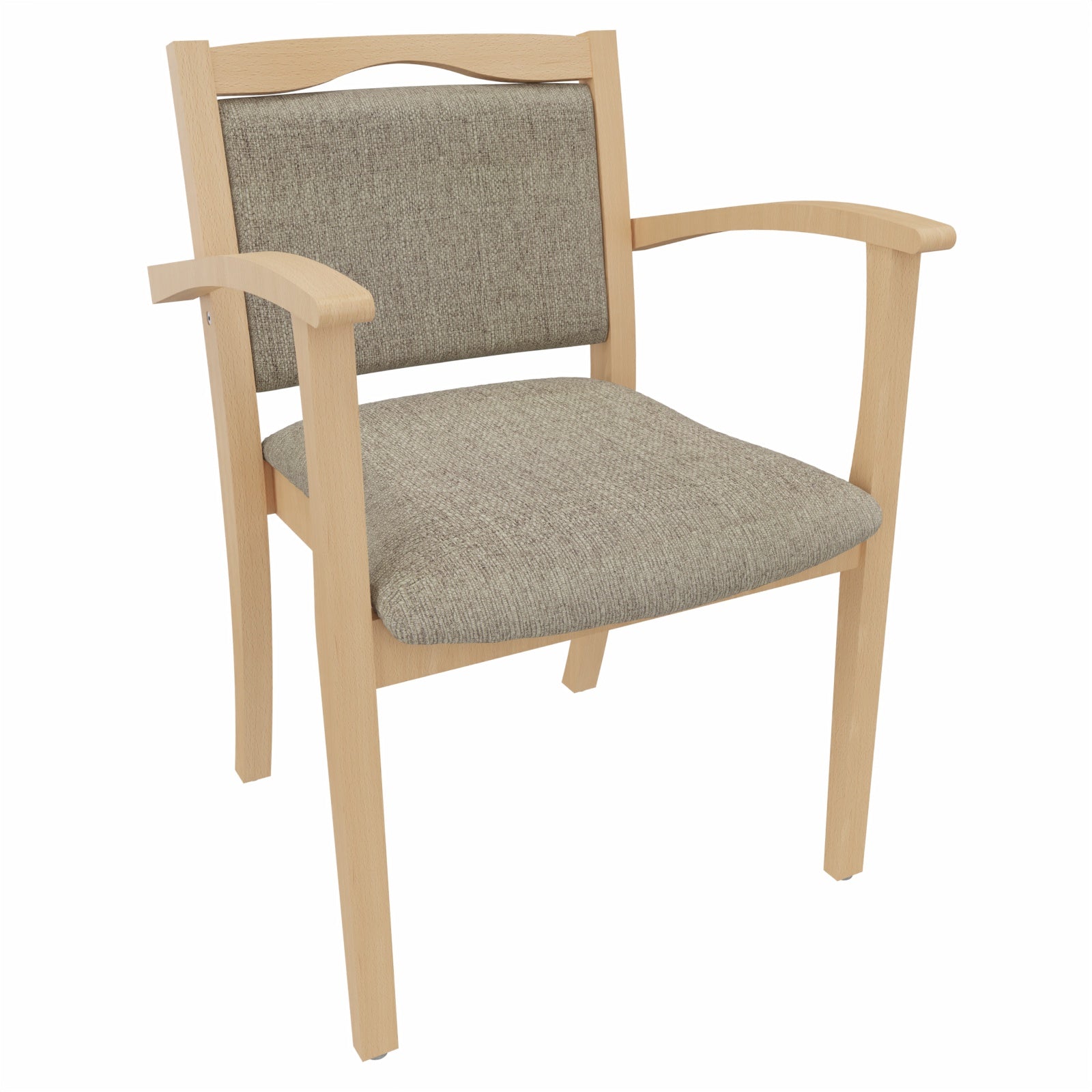 Seniorenstuhl Alexander mit Armlehnen – Komfortabler Pflegestuhl – 47cm - Stoff Kariba Beige / Filz Grau