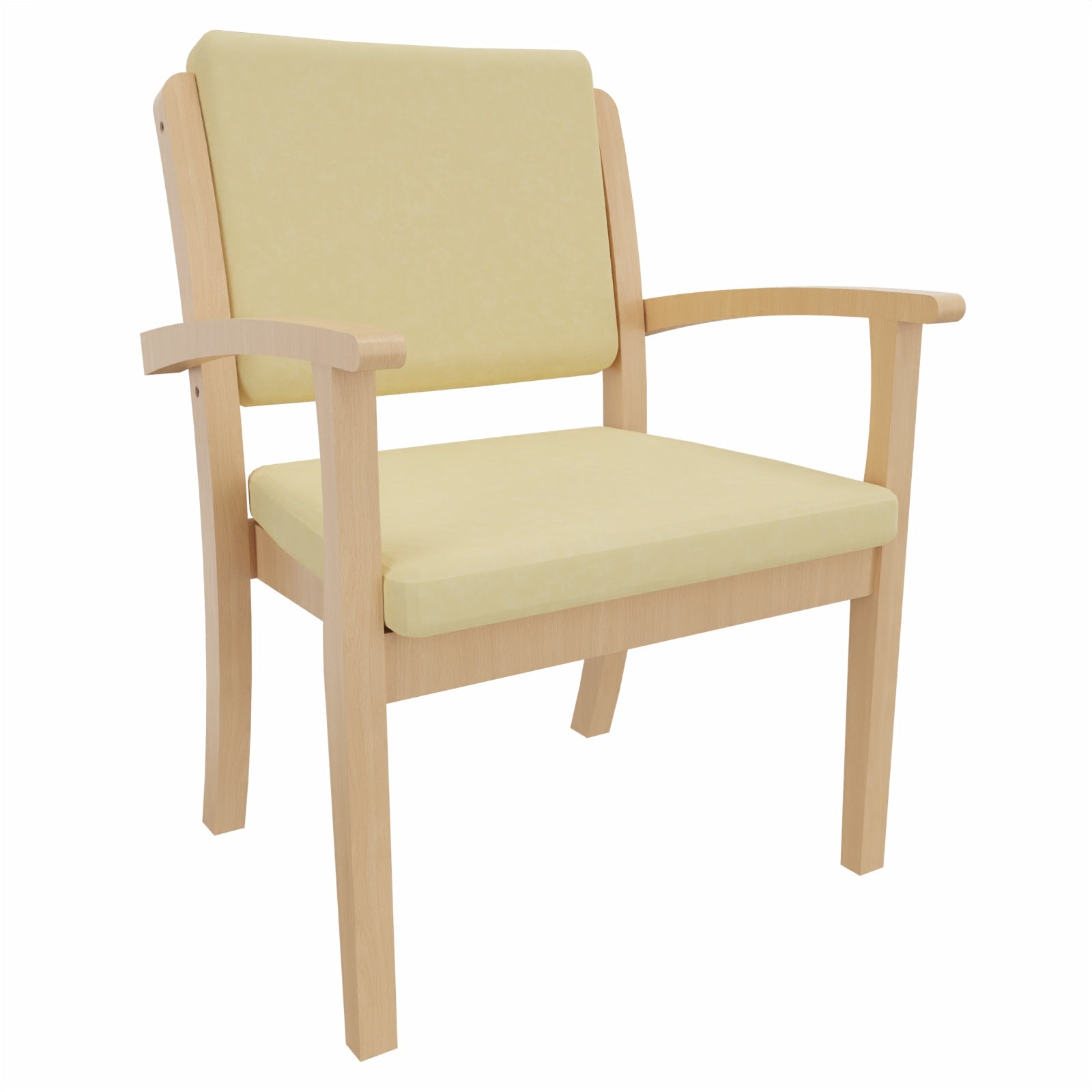Schwerlaststuhl Alexander XXL – Stuhl mit Armlehnen für Schwergewichtige bis 250 kg – 52cm - Clean-Stoff Como Creme / Metall Silber