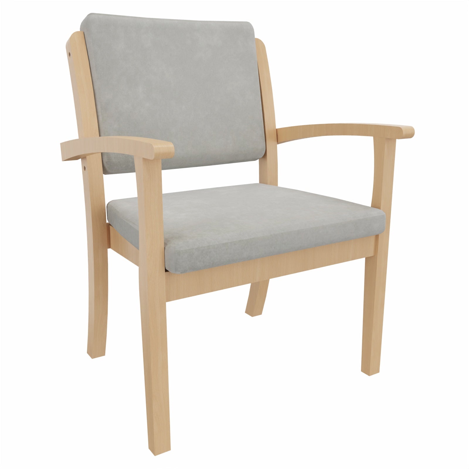 Schwerlaststuhl Alexander XXL – Stuhl mit Armlehnen für Schwergewichtige bis 250 kg – 52cm - Clean-Stoff Como Grau / Metall Silber