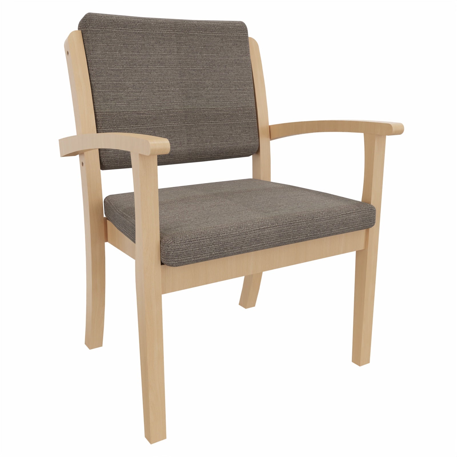 Schwerlaststuhl Alexander XXL – Stuhl mit Armlehnen für Schwergewichtige bis 250 kg – 52cm - Stoff Gomera Braun / Metall Silber