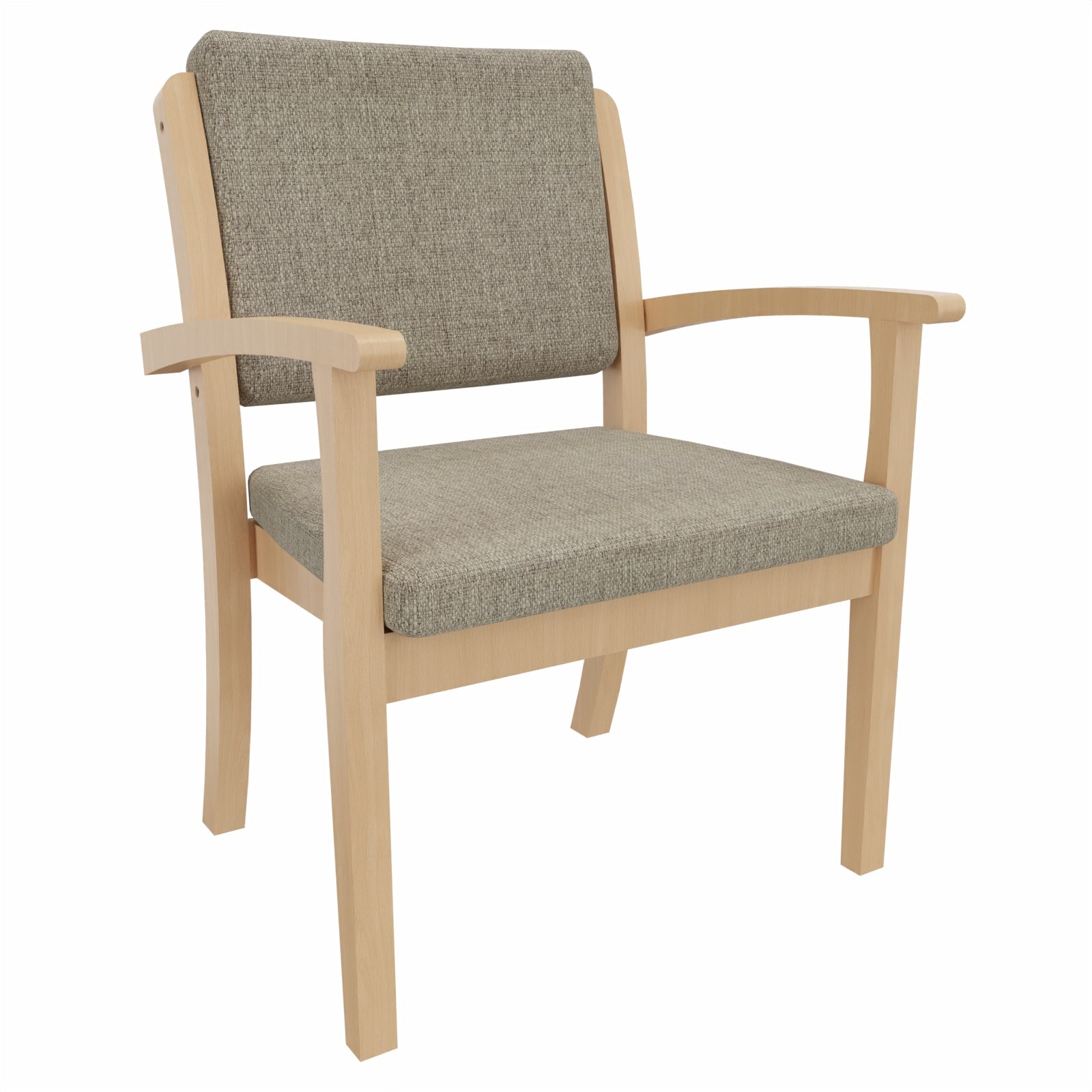 Schwerlaststuhl Alexander XXL – Stuhl mit Armlehnen für Schwergewichtige bis 250 kg – 52cm - Stoff Kariba Beige / Metall Silber