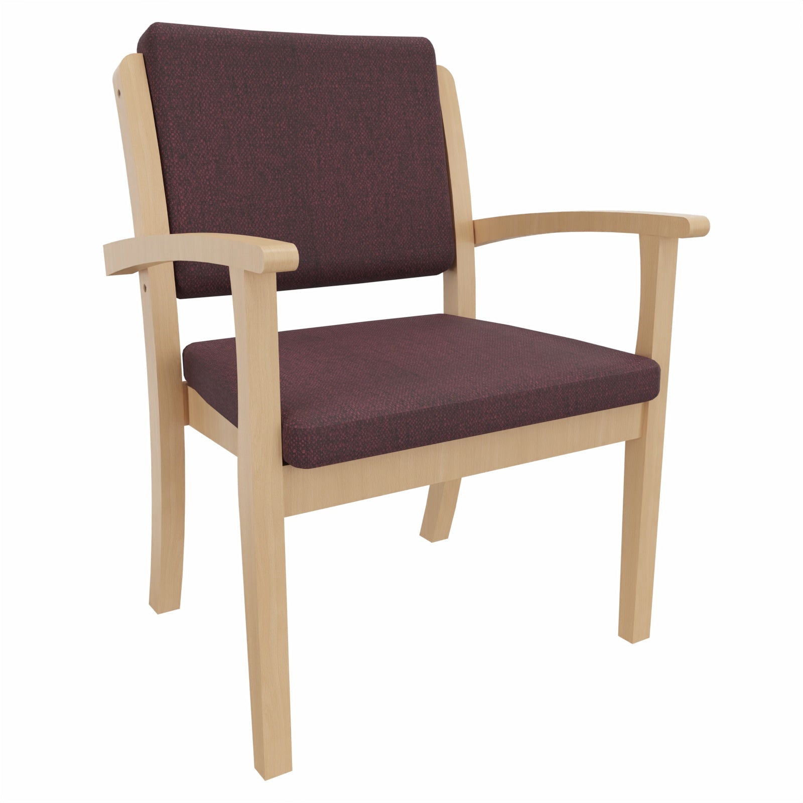Schwerlaststuhl Alexander XXL – Stuhl mit Armlehnen für Schwergewichtige bis 250 kg – 52cm - Stoff Kariba Bordeaux / Metall Silber