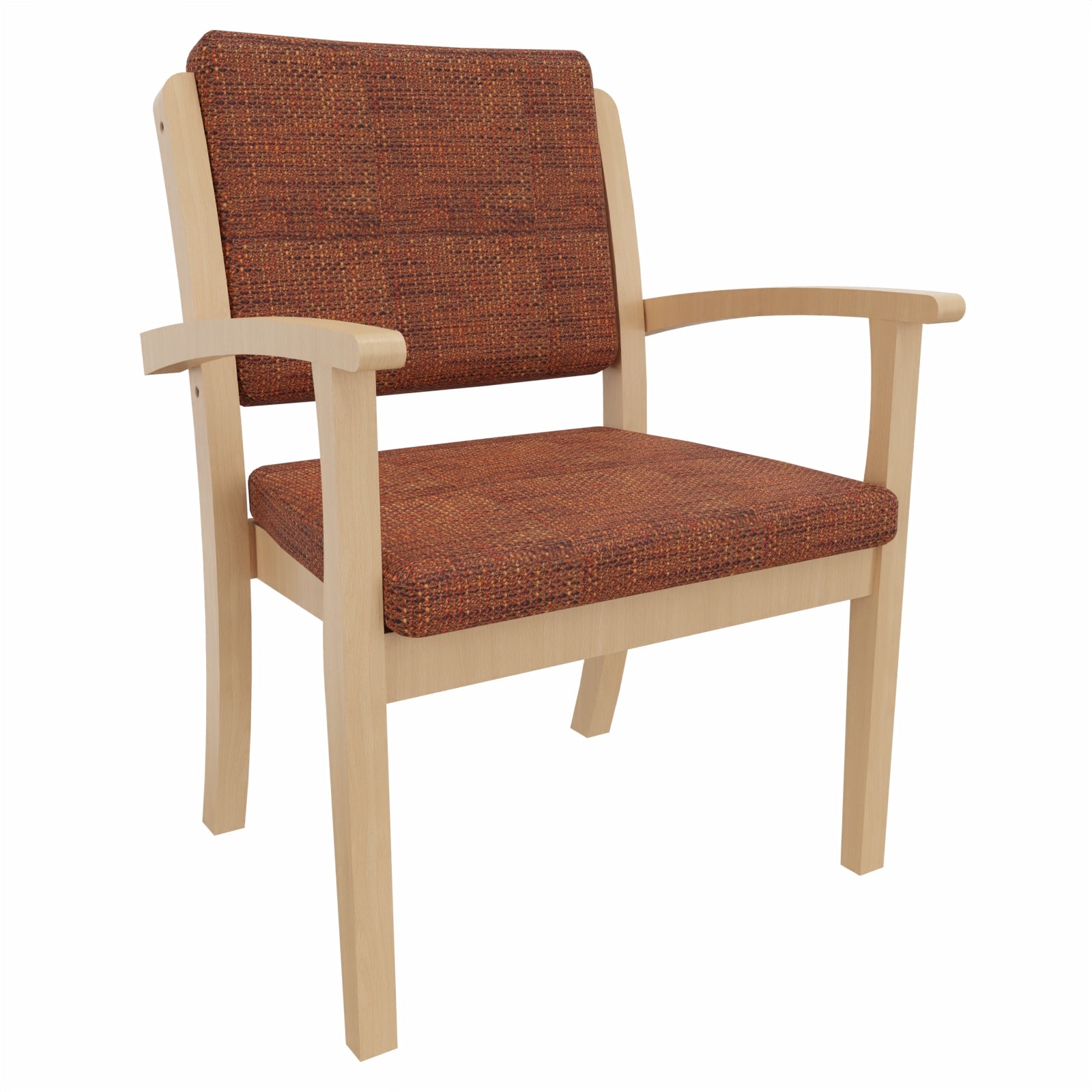 Schwerlaststuhl Alexander XXL – Stuhl mit Armlehnen für Schwergewichtige bis 250 kg – 52cm - Stoff Lawa Orange / Metall Silber
