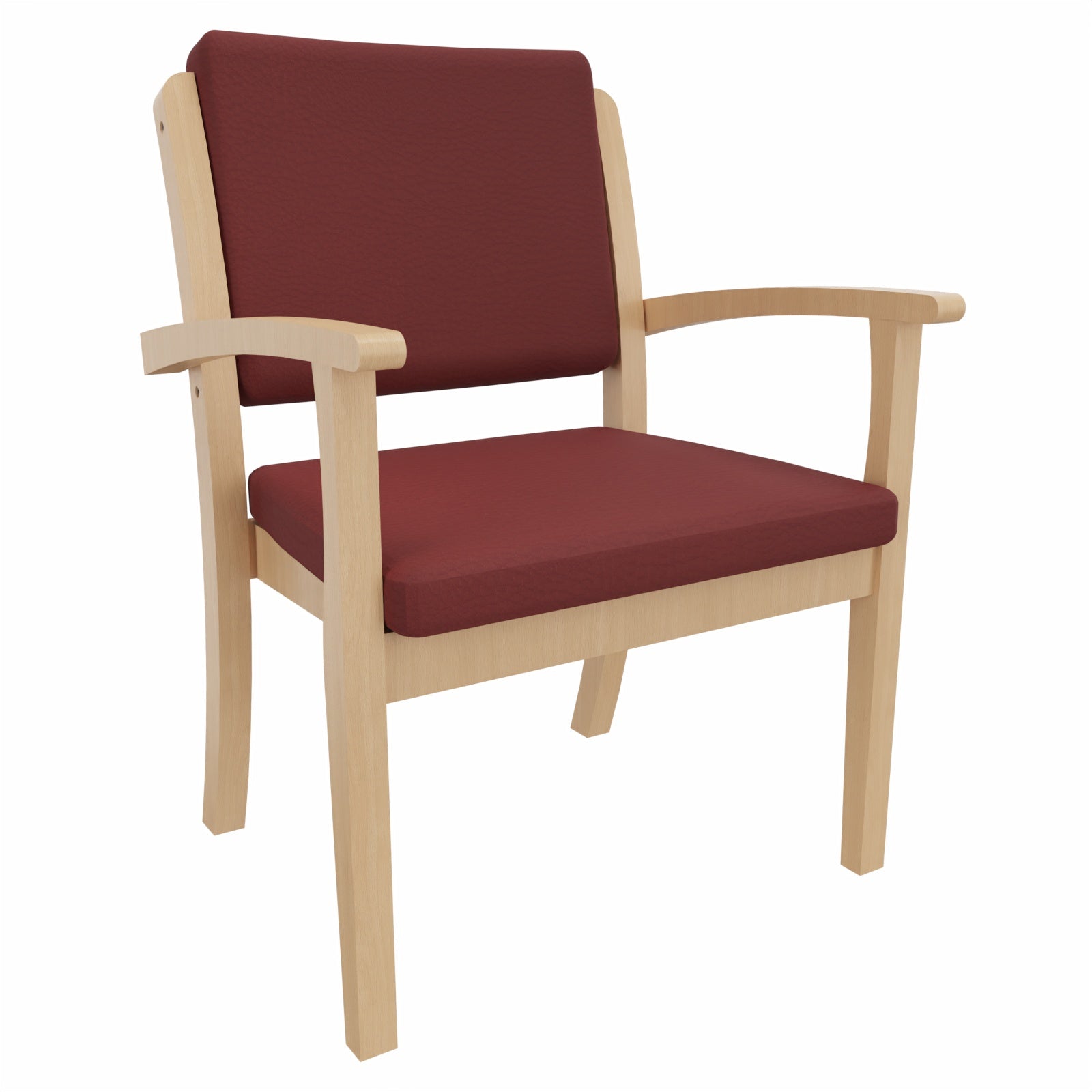 Schwerlaststuhl Alexander XXL – Stuhl mit Armlehnen für Schwergewichtige bis 250 kg – 52cm - Kunstleder Nessi Bordeaux / Metall Silber