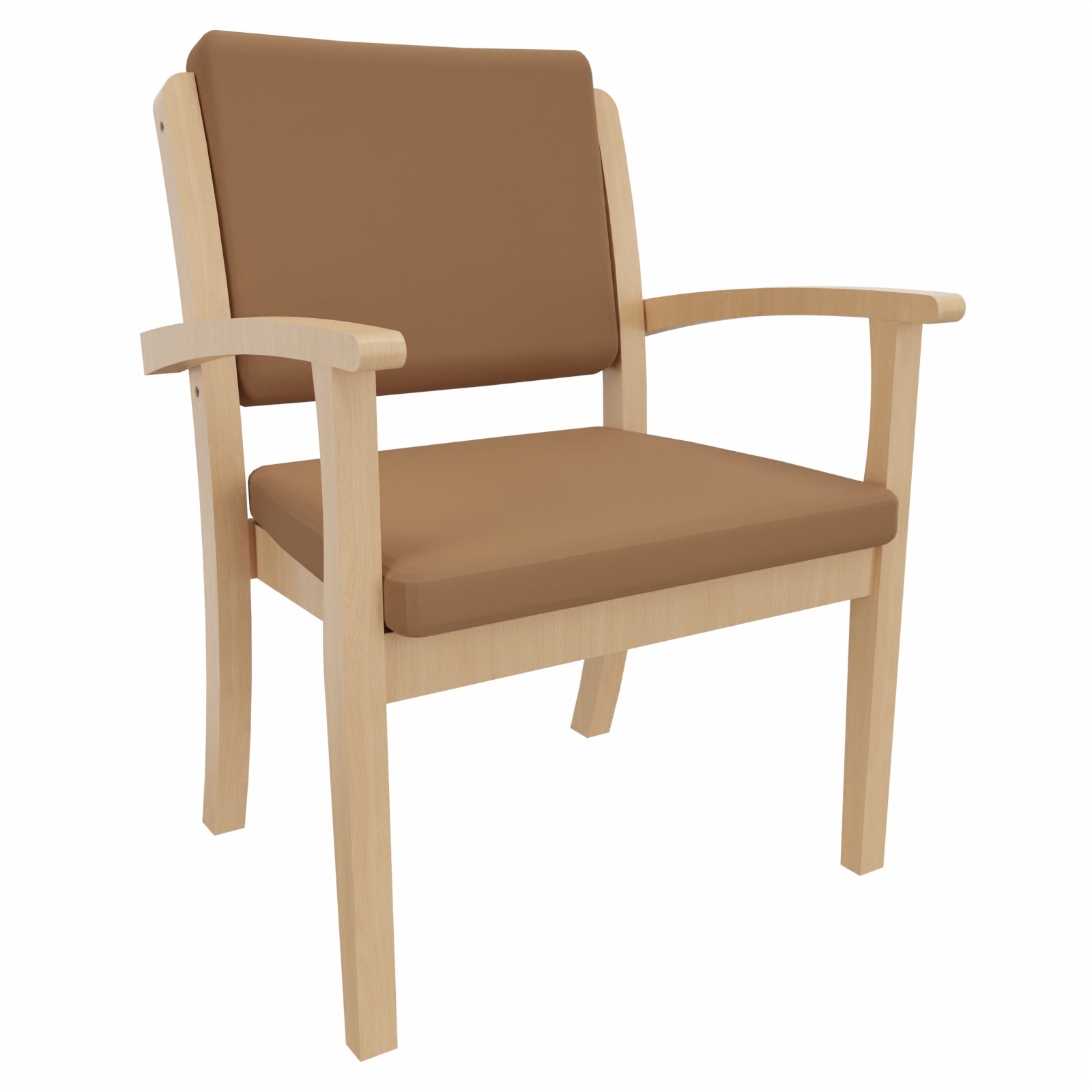 Schwerlaststuhl Alexander XXL – Stuhl mit Armlehnen für Schwergewichtige bis 250 kg – 52cm - Kunstleder Soft Camel / Metall Silber