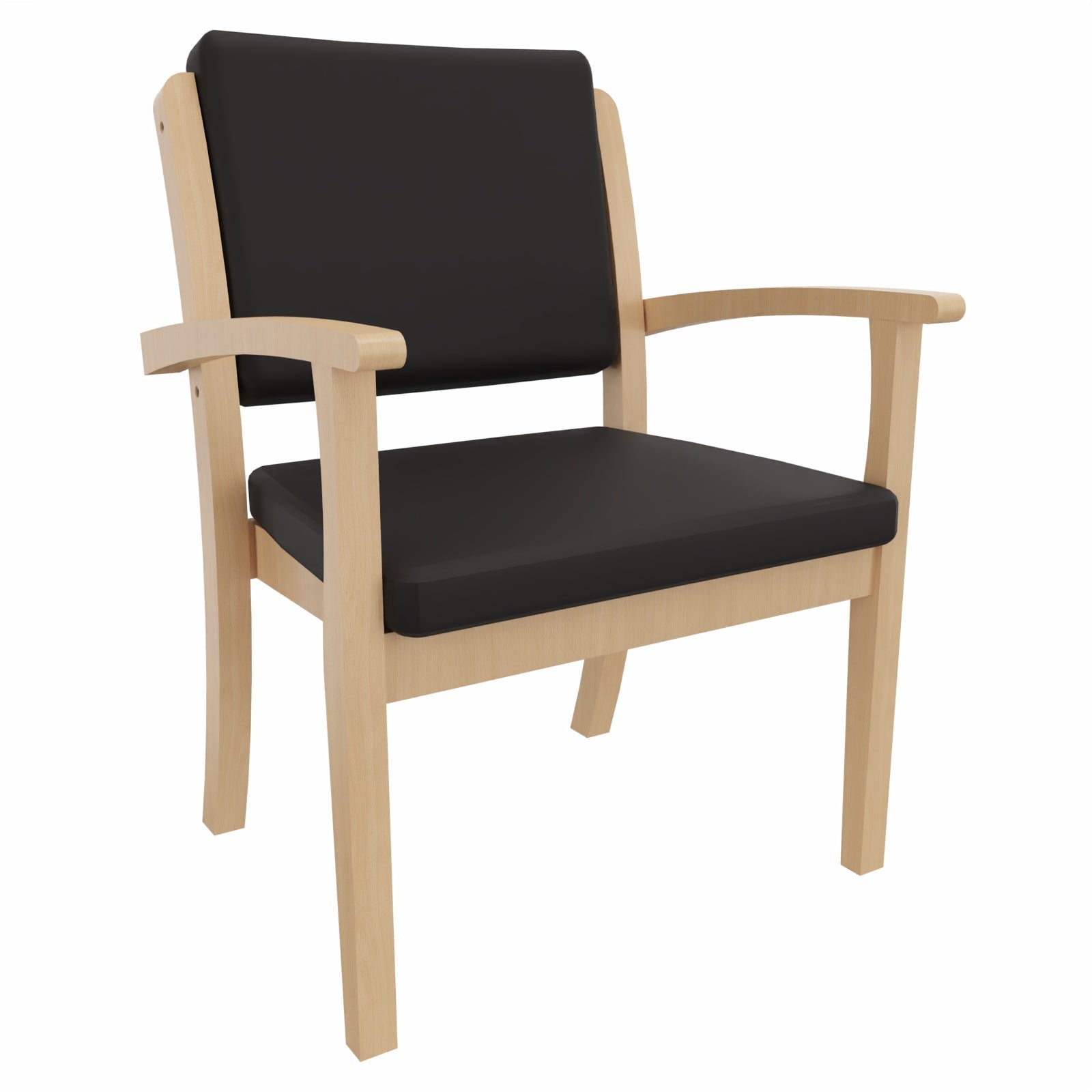 Schwerlaststuhl Alexander XXL – Stuhl mit Armlehnen für Schwergewichtige bis 250 kg – 46cm - Kunstleder Soft Schwarz / Metall Silber