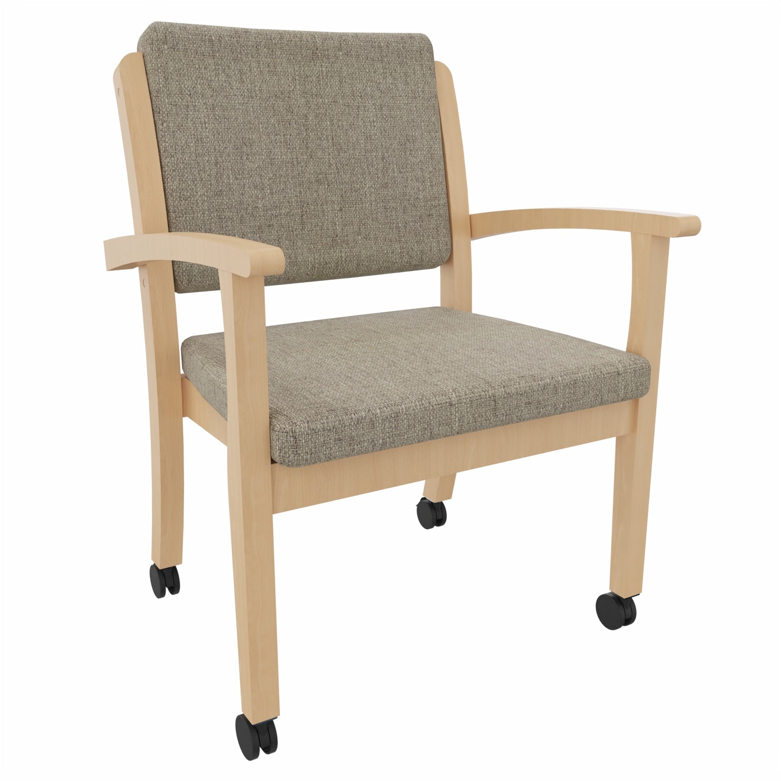 Schwerlaststuhl Alexander XXL auf Rollen – Stabiler Stuhl mit Armlehnen für Adipositas bis 250 kg - 58,5cm / Stoff Kariba Beige