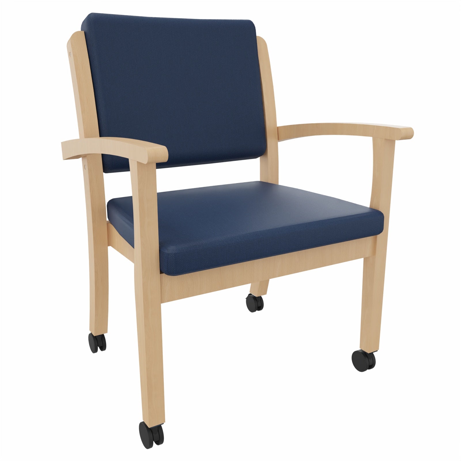 Schwerlaststuhl Alexander XXL auf Rollen – Stabiler Stuhl mit Armlehnen für Adipositas bis 250 kg - 58,5cm / Clean-Kunstleder Walter Blau