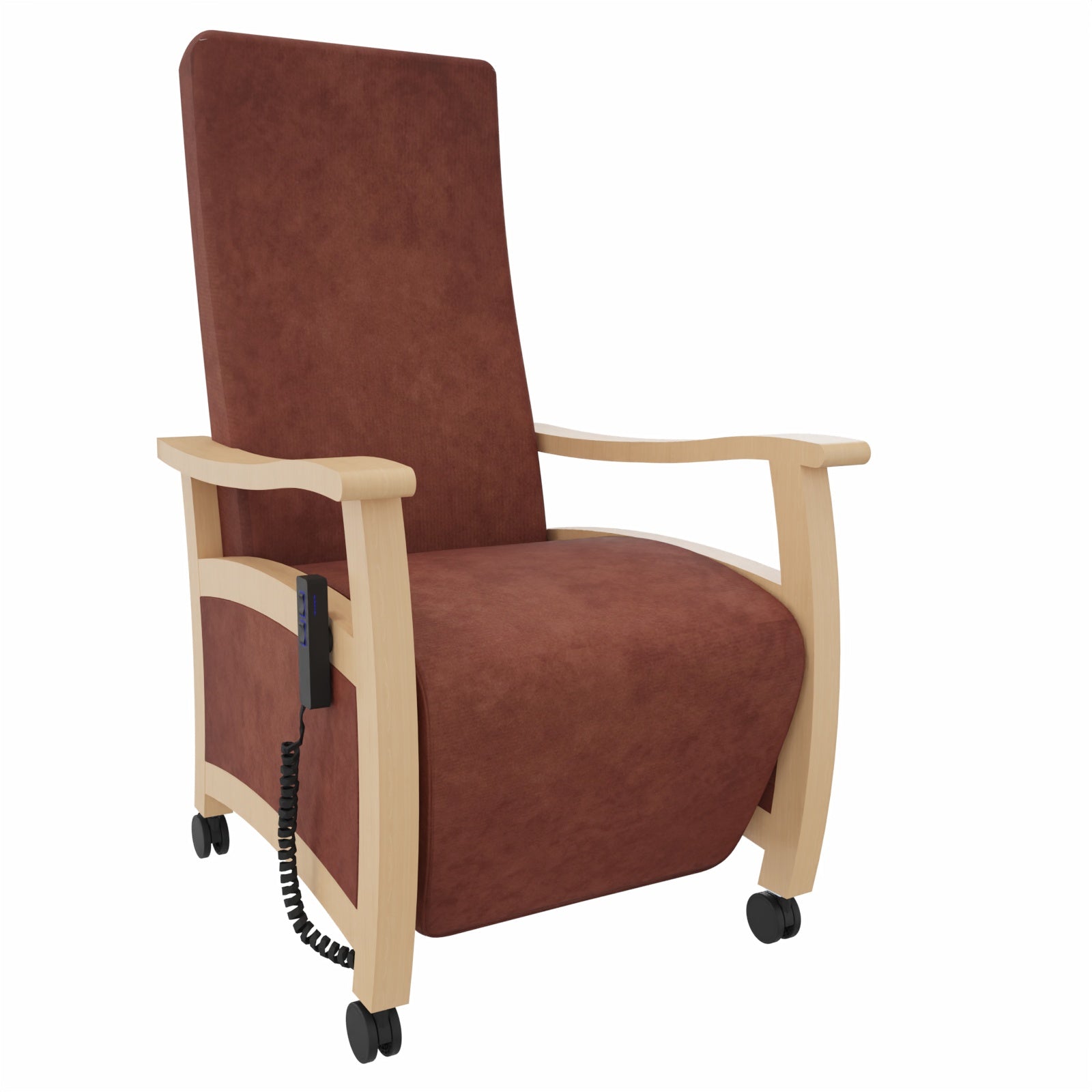 Alexandra Relax E Seniorensessel – Bequemer Ruhesessel und Pflegesessel für Zuhause und Betreuung - ohne Aufstehhilfe / Clean-Stoff Como Braun