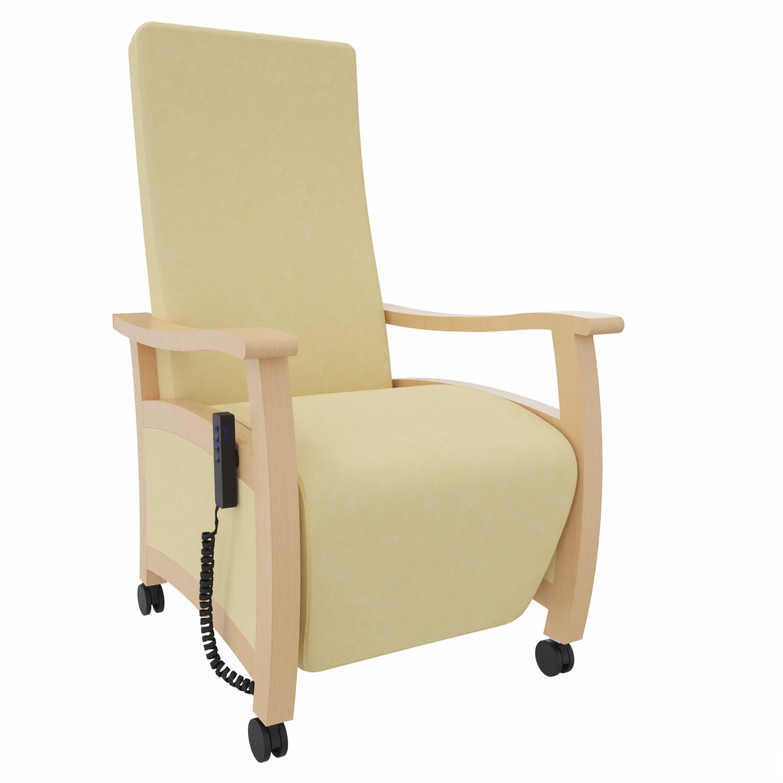 Alexandra Relax E Seniorensessel – Bequemer Ruhesessel und Pflegesessel für Zuhause und Betreuung - mit Aufstehhilfe / Clean-Stoff Como Creme