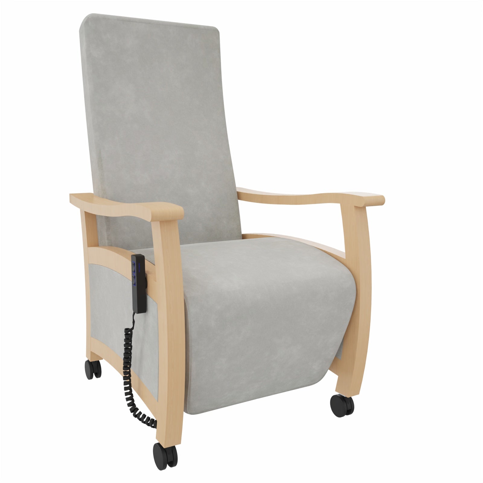 Alexandra Relax E Seniorensessel – Bequemer Ruhesessel und Pflegesessel für Zuhause und Betreuung - mit Aufstehhilfe / Clean-Stoff Como Grau