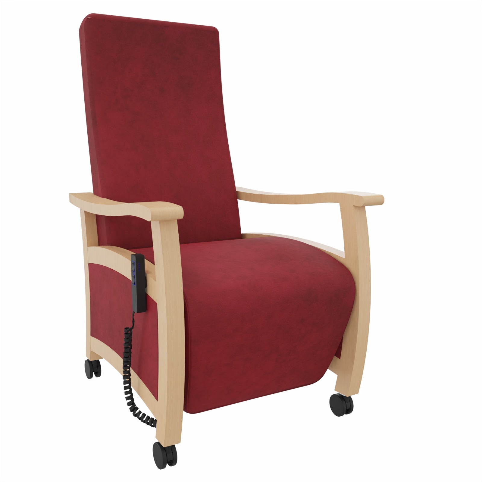 Alexandra Relax E Seniorensessel – Bequemer Ruhesessel und Pflegesessel für Zuhause und Betreuung - mit Aufstehhilfe / Clean-Stoff Como Rot