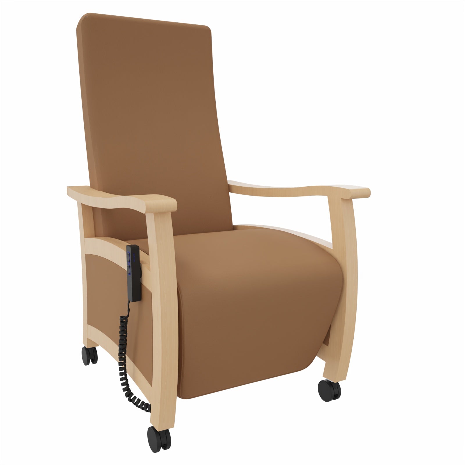 Alexandra Relax E Seniorensessel – Bequemer Ruhesessel und Pflegesessel für Zuhause und Betreuung - mit Aufstehhilfe / Kunstleder Soft Camel
