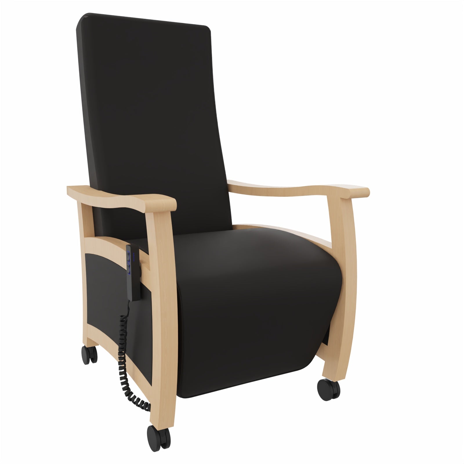 Alexandra Relax E Seniorensessel – Bequemer Ruhesessel und Pflegesessel für Zuhause und Betreuung - mit Aufstehhilfe / Kunstleder Soft Schwarz