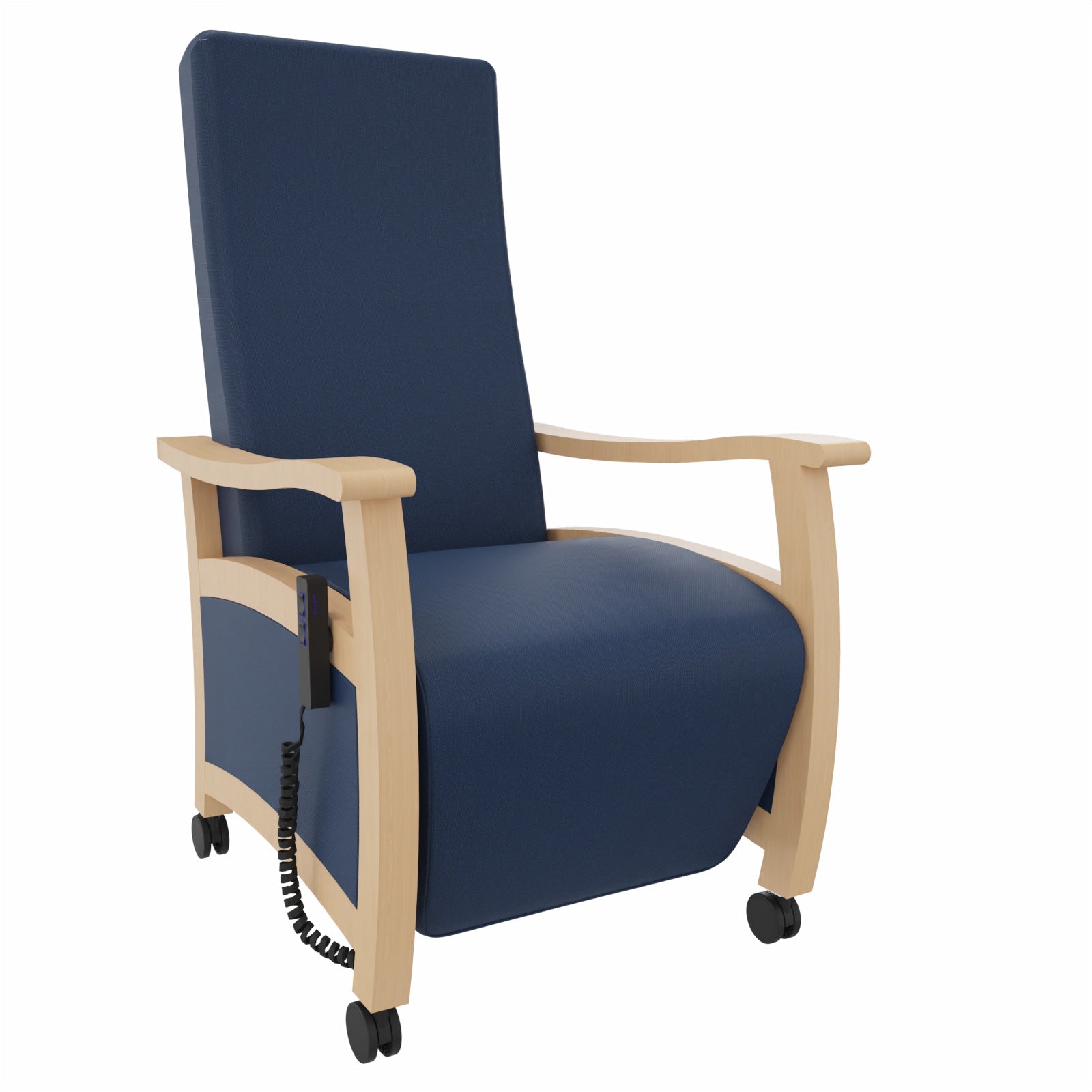 Alexandra Relax E Seniorensessel – Bequemer Ruhesessel und Pflegesessel für Zuhause und Betreuung - mit Aufstehhilfe / Clean-Kunstleder Walter Blau
