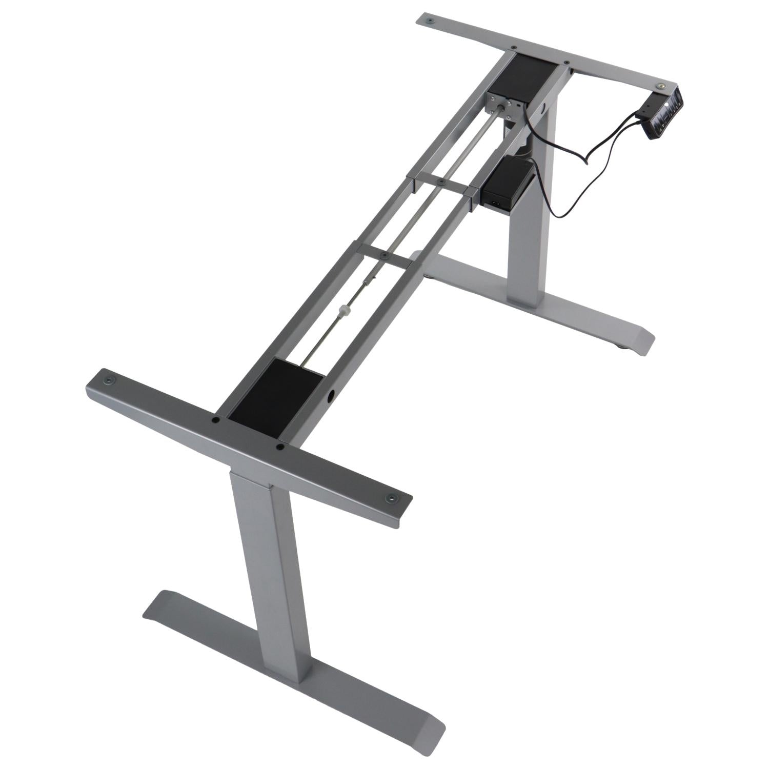 Elektrisch höhenverstellbares Schreibtischgestell Alufarbend mit USB – 70–118 cm, 1 Motor, 80 kg Tragkraft
