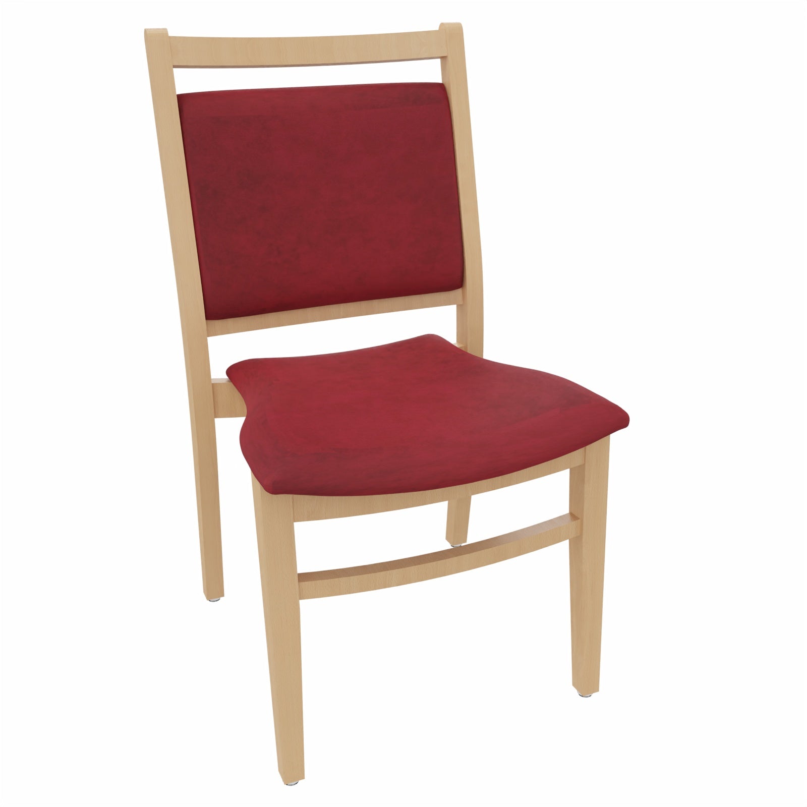 Pflegestuhl André ohne Armlehnen – Ideal für Senioren im Altenheim oder Zuhause - Metall Silber / Clean-Stoff Como Rot