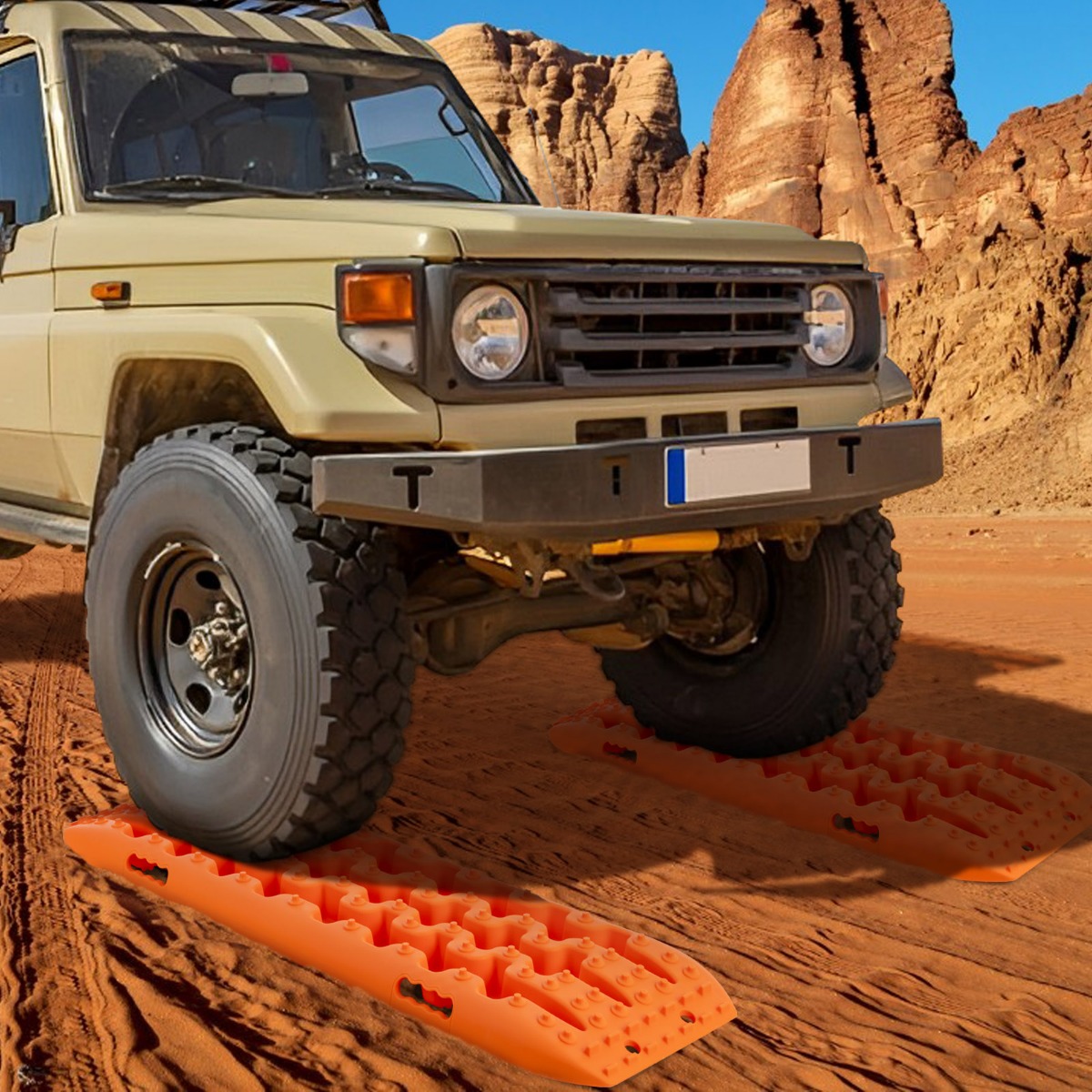 2 Stücke Anfahrhilfe Sandbleche Offroad Reifenleiter für Sand/Schlamm/Schnee 107 x 31 x 7 cm Orange