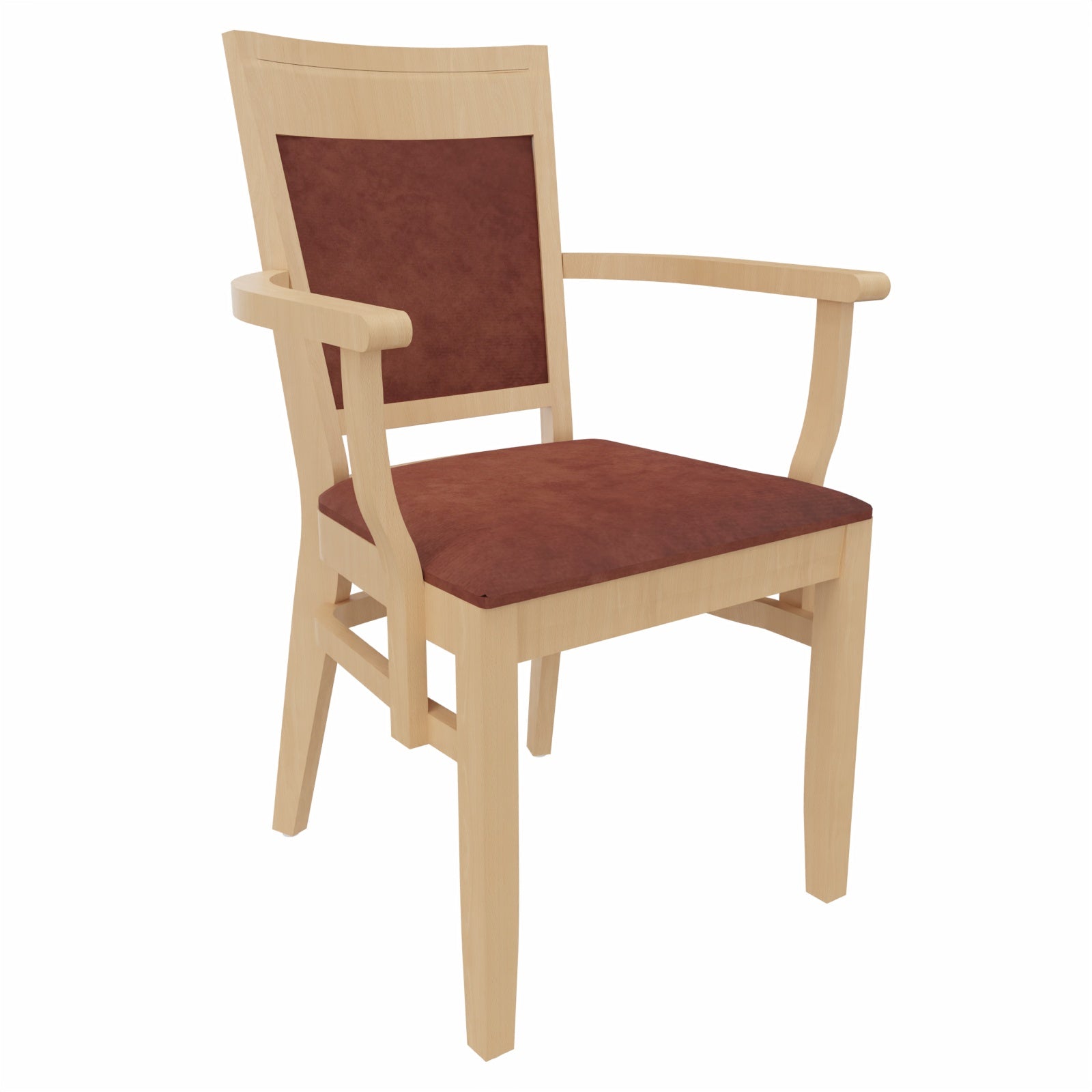 Armlehnenstuhl Anne – Pflegeleichter Seniorenstuhl mit ergonomischer Sitzhöhe - Metall Silber / Clean-Stoff Como Braun