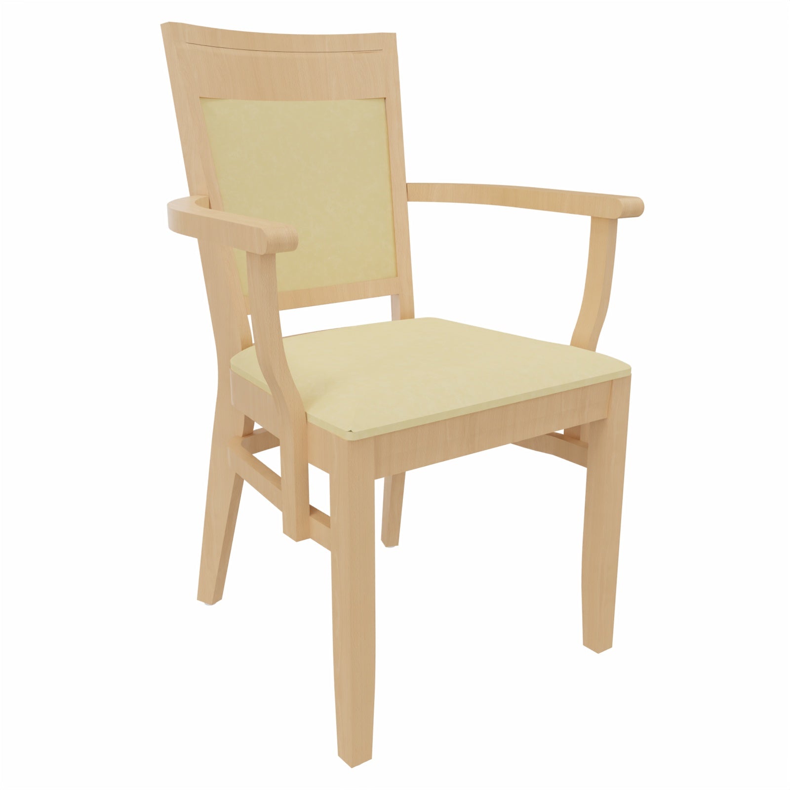 Armlehnenstuhl Anne – Pflegeleichter Seniorenstuhl mit ergonomischer Sitzhöhe - Metall Silber / Clean-Stoff Como Creme