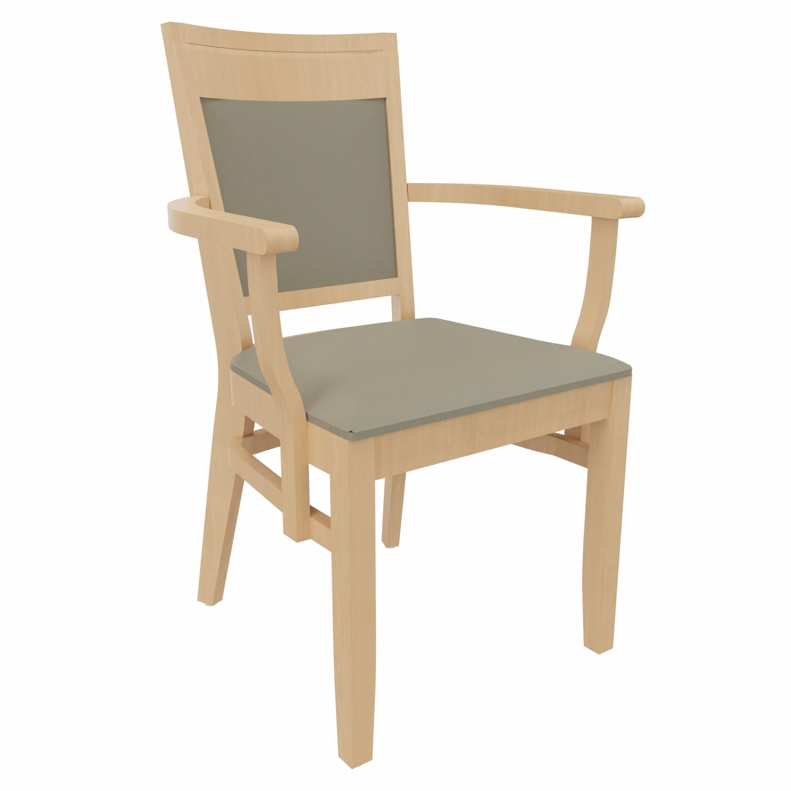 Armlehnenstuhl Anne – Pflegeleichter Seniorenstuhl mit ergonomischer Sitzhöhe - Metall Silber / Clean-Kunstleder Walter Macadamia