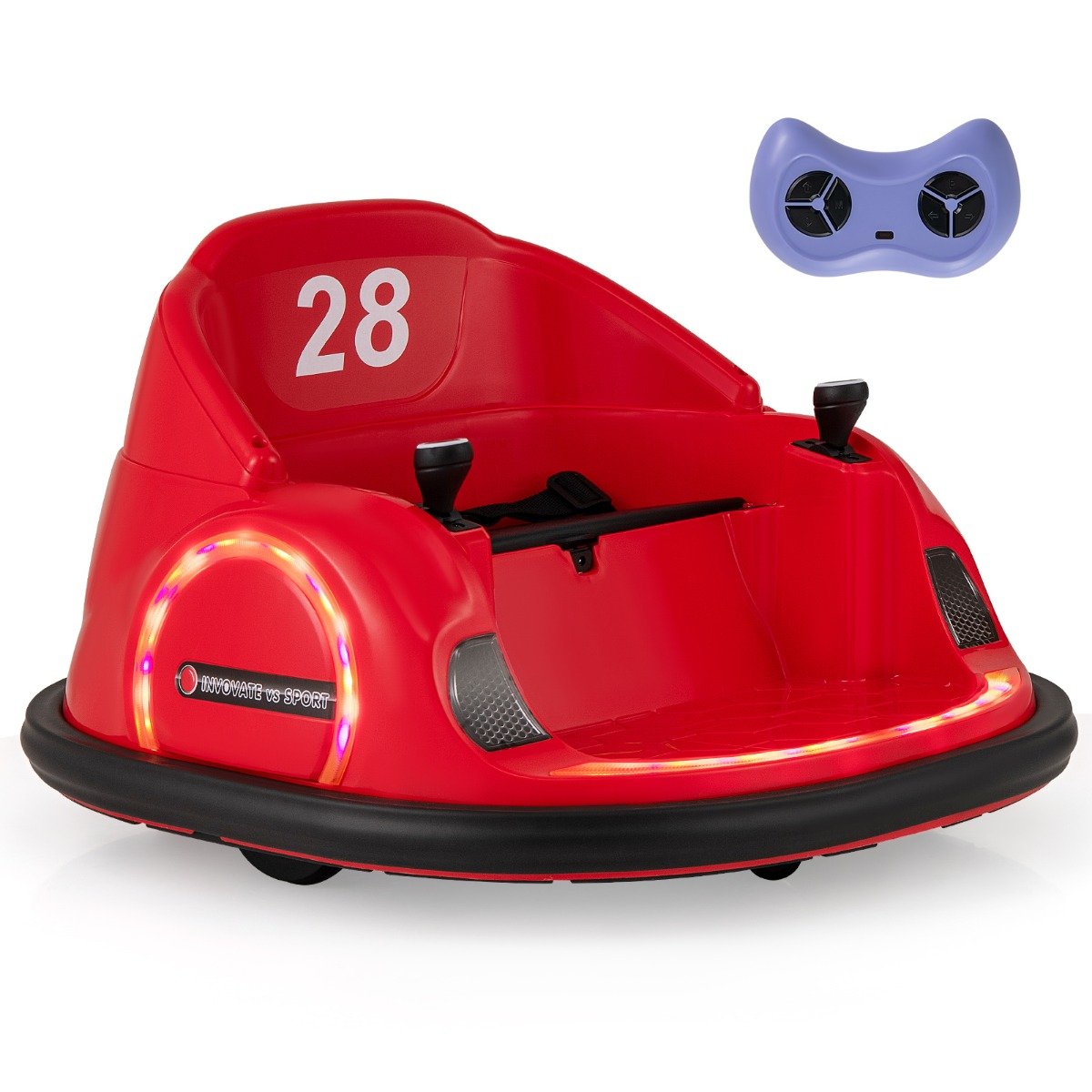Autoscooter für Kinder elektrisches Bumper Car mit blinkenden LED-Lichtern Rot