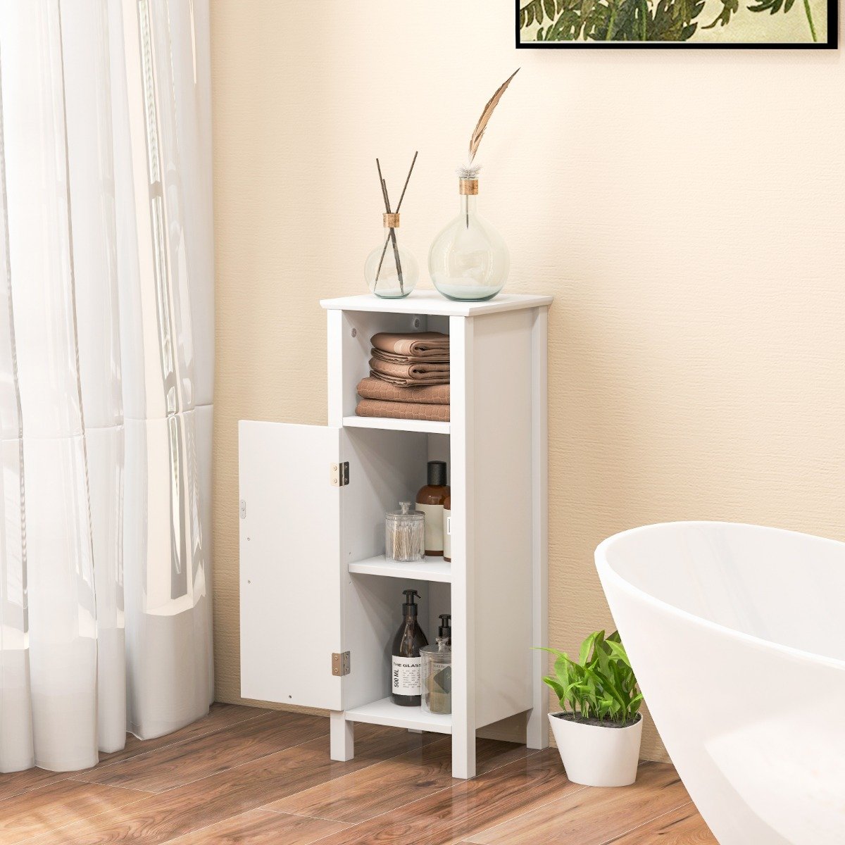 Badschrank Multifunktionsschrank für Schlafzimmer Küche Bad Badezimmerschrank weiß aus Holz