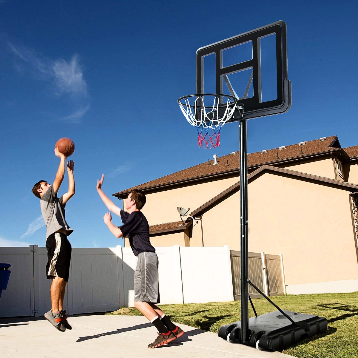 130 - 305 cm Basketballständer mit Netz & 2 Rädern Höhenverstellbar Schwarz