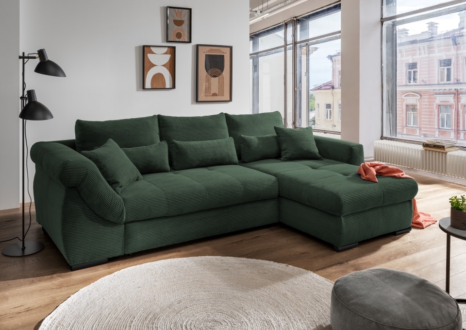 Entspanntes Wohnen: Das Sofa Federico von Benformato in verschiedenen Farben wählbar mit Schlaffunktion und Bettkasten
