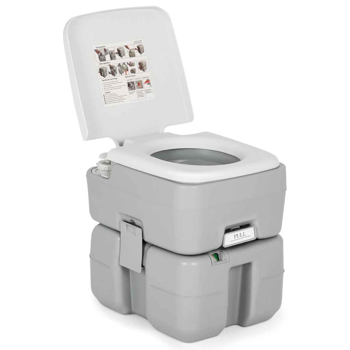 tragbare Toilette Outdoor-Campingtoilette 41,5 cm x 36,5 cm x 42 cm Grau mit Wasserstandsanzeige auslaufsicher bis 200 kg belastbar