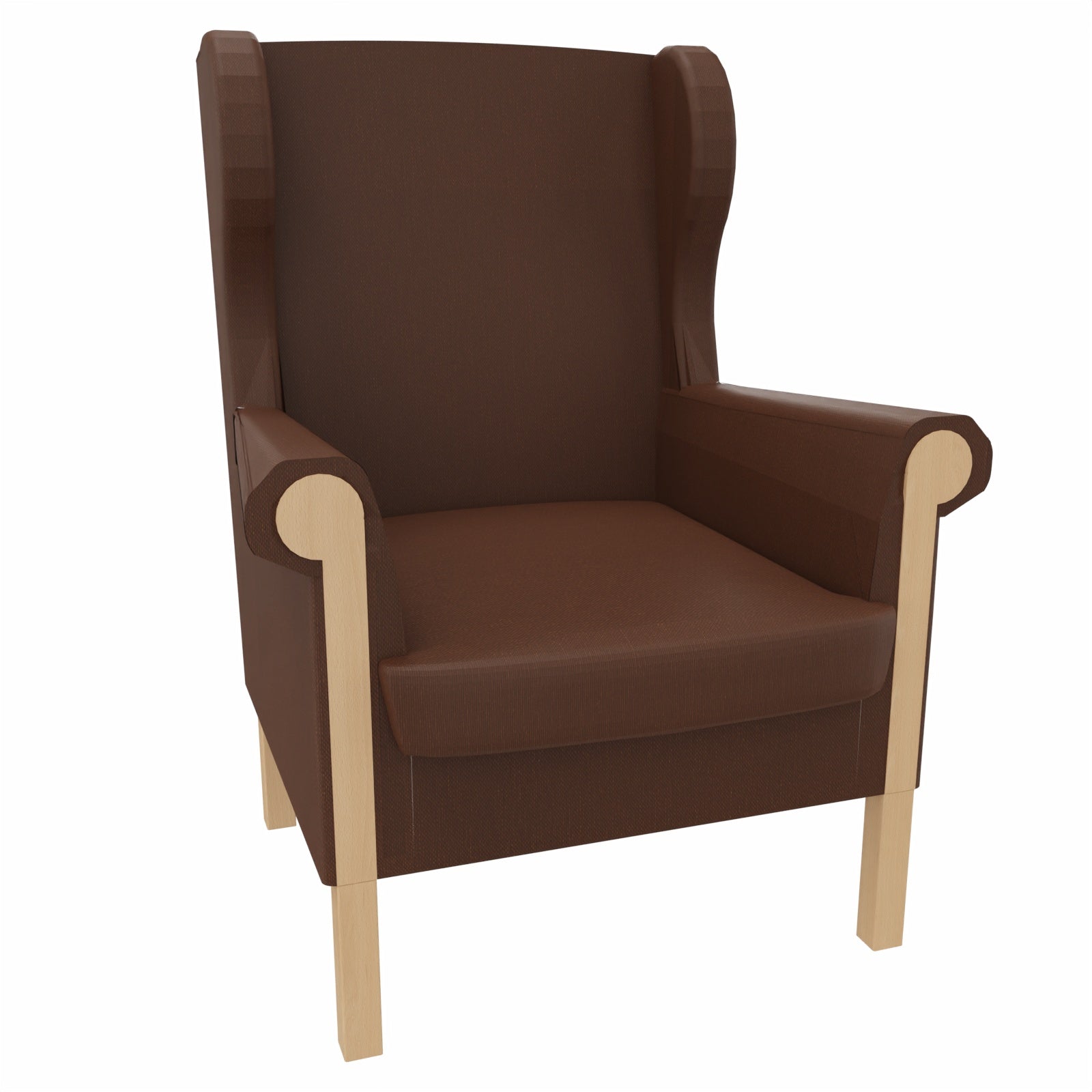 Ohrensessel Caro mit Holzintarsie – Gepolsterter Massivholzsessel mit abnehmbarem Sitzpolster - Metall Silber / Clean-Kunstleder Walter Braun