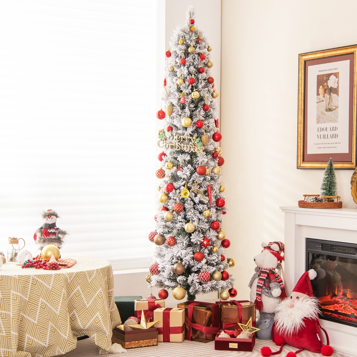 180 cm Weihnachtsbaum Schneebedeckter Christbaum mit 150 Warmweißen Lichtern