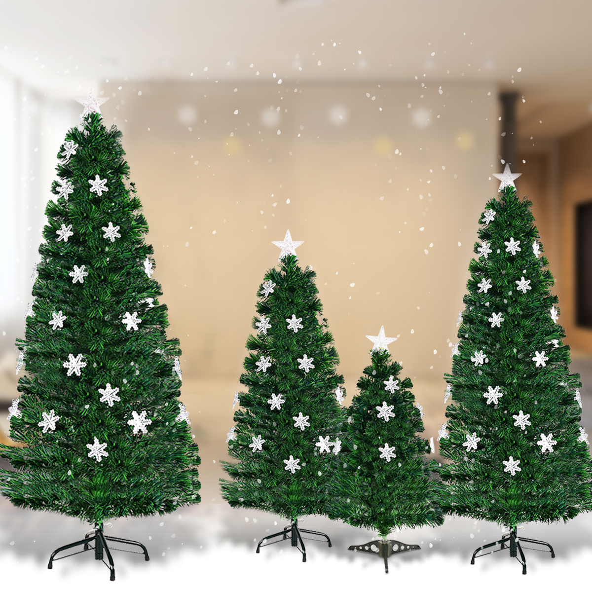 Christbaum LED 150 cm Künstlicher Weihnachtsbaum mit Glasfaser-Farbwechsler Grün-150 cm