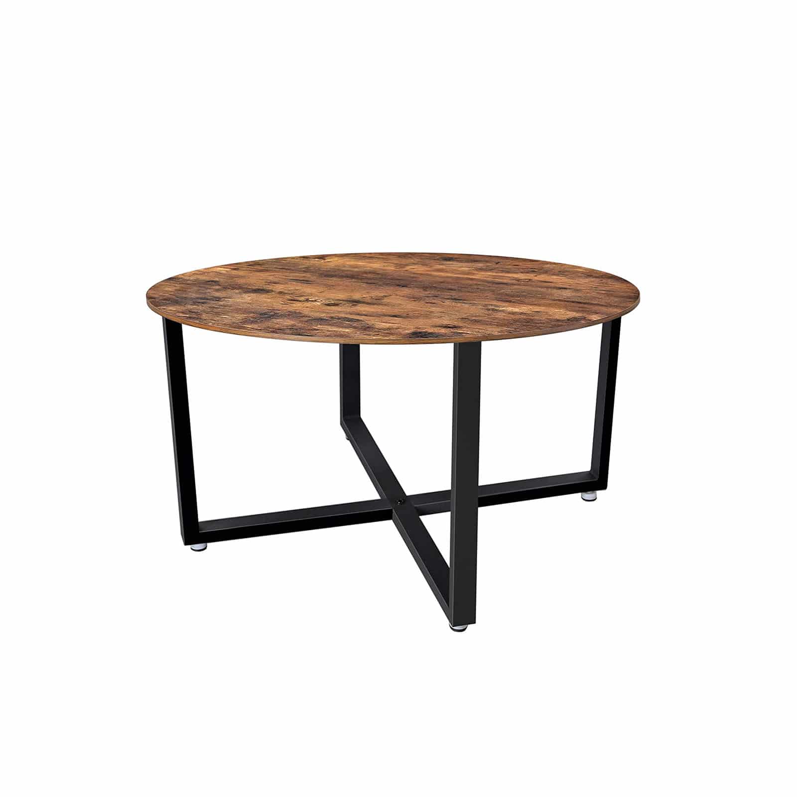VASAGLE Couchtisch rund 88 cm – Vintage Holz & Metall
