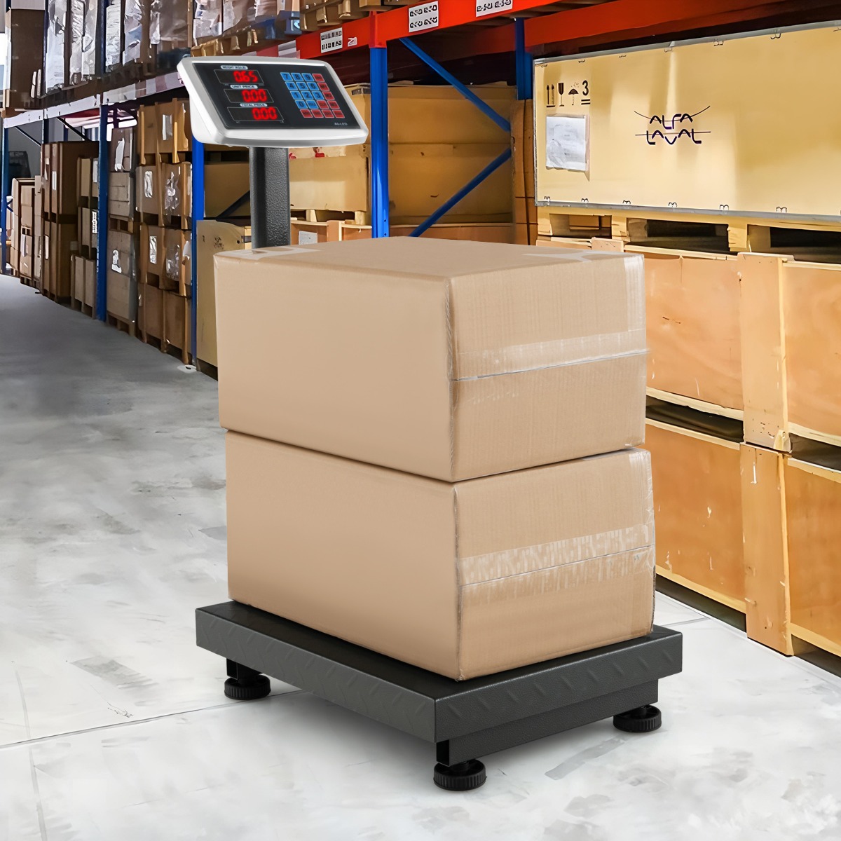 Digitale Plattformwaage 300kg / 50g Paketwaage mit Preisrechner LB/KG Multifunktionale Ladenwaage