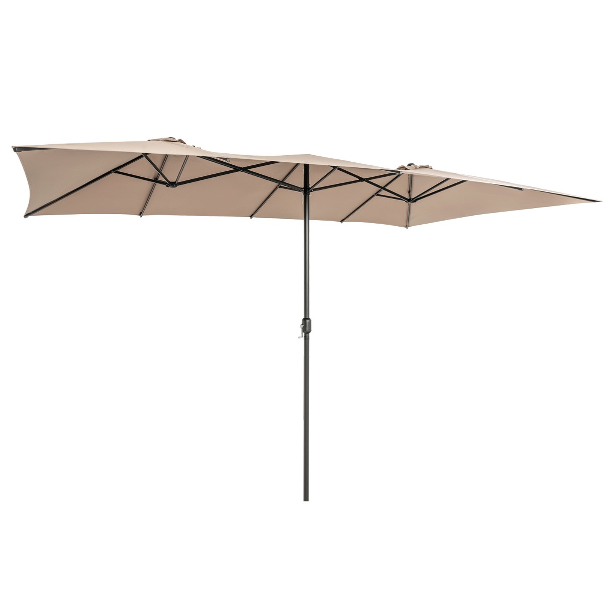 Doppelsonnenschirm 426 x 265 cm Rechteckiger Sonnenschirm UV Schutz Braun