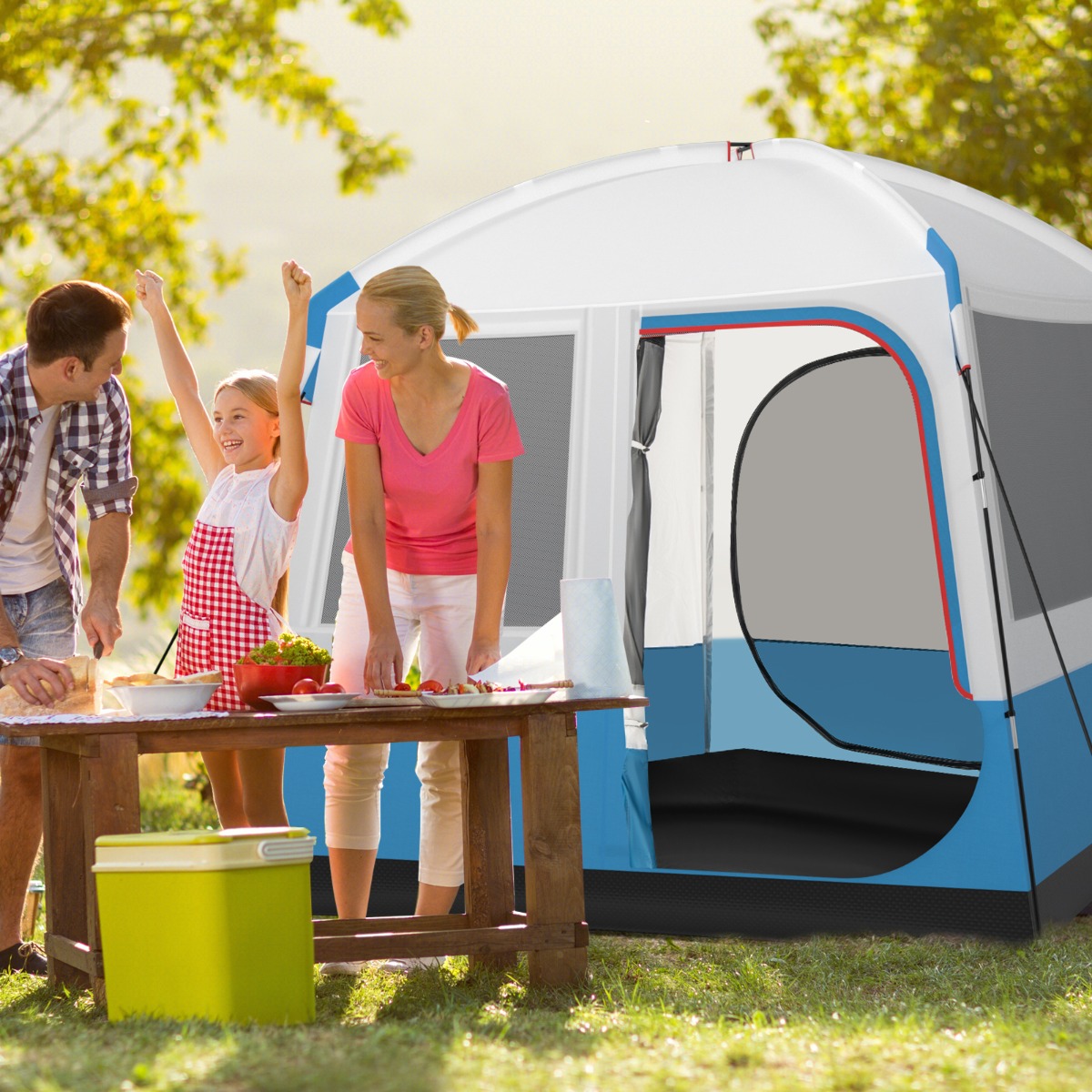 5 Personen Campingzelt mit Großer Netztür & Netzfenstern & Tragetasche Wasserdichtes Reisezelt