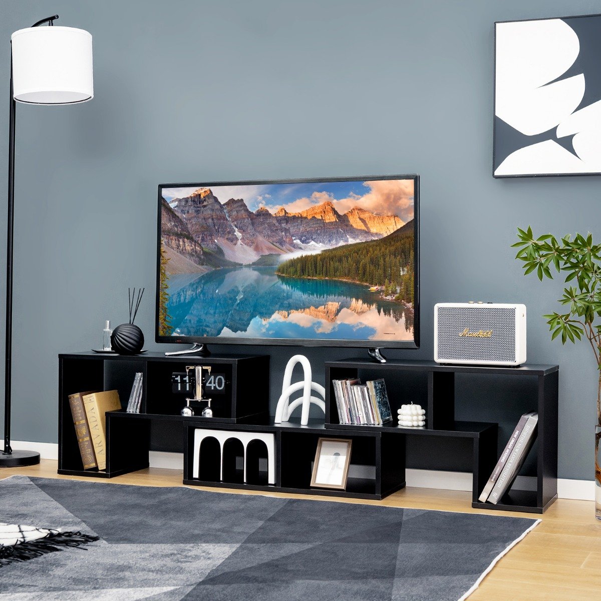 Fernsehschrank Holz 3-Teilig Frei Kombinierbar Fernsehtisch für TVs bis zu 65"