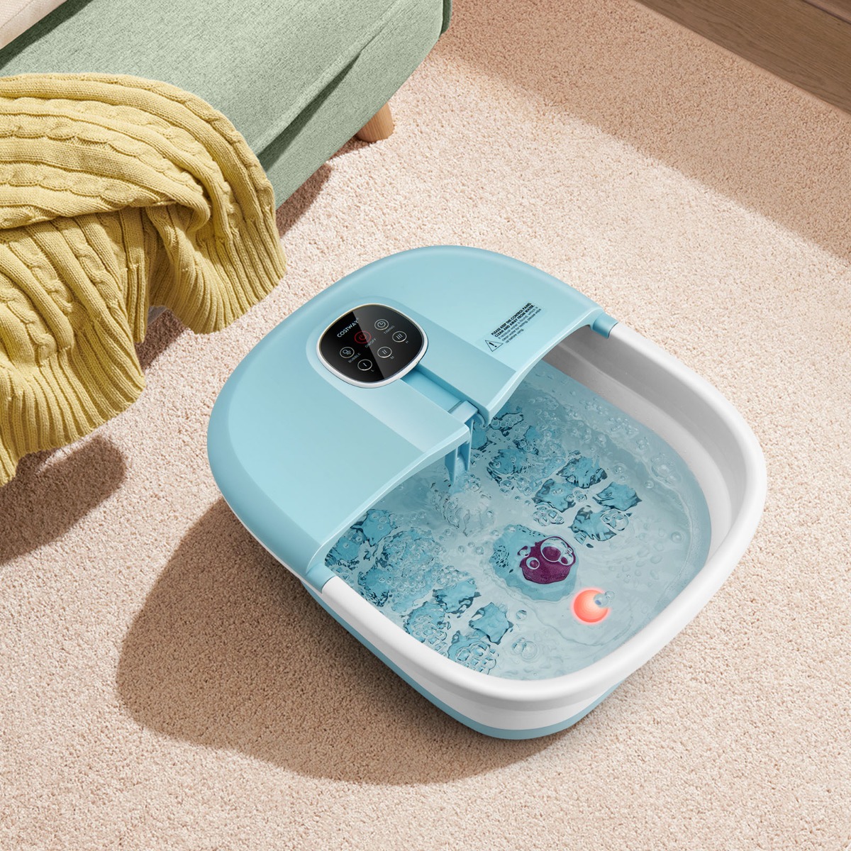 Fußbad Massagegerät Faltbar Elektrische Fußbadewanne Heizung 33,5 x 41 x 20,5 cm Blau