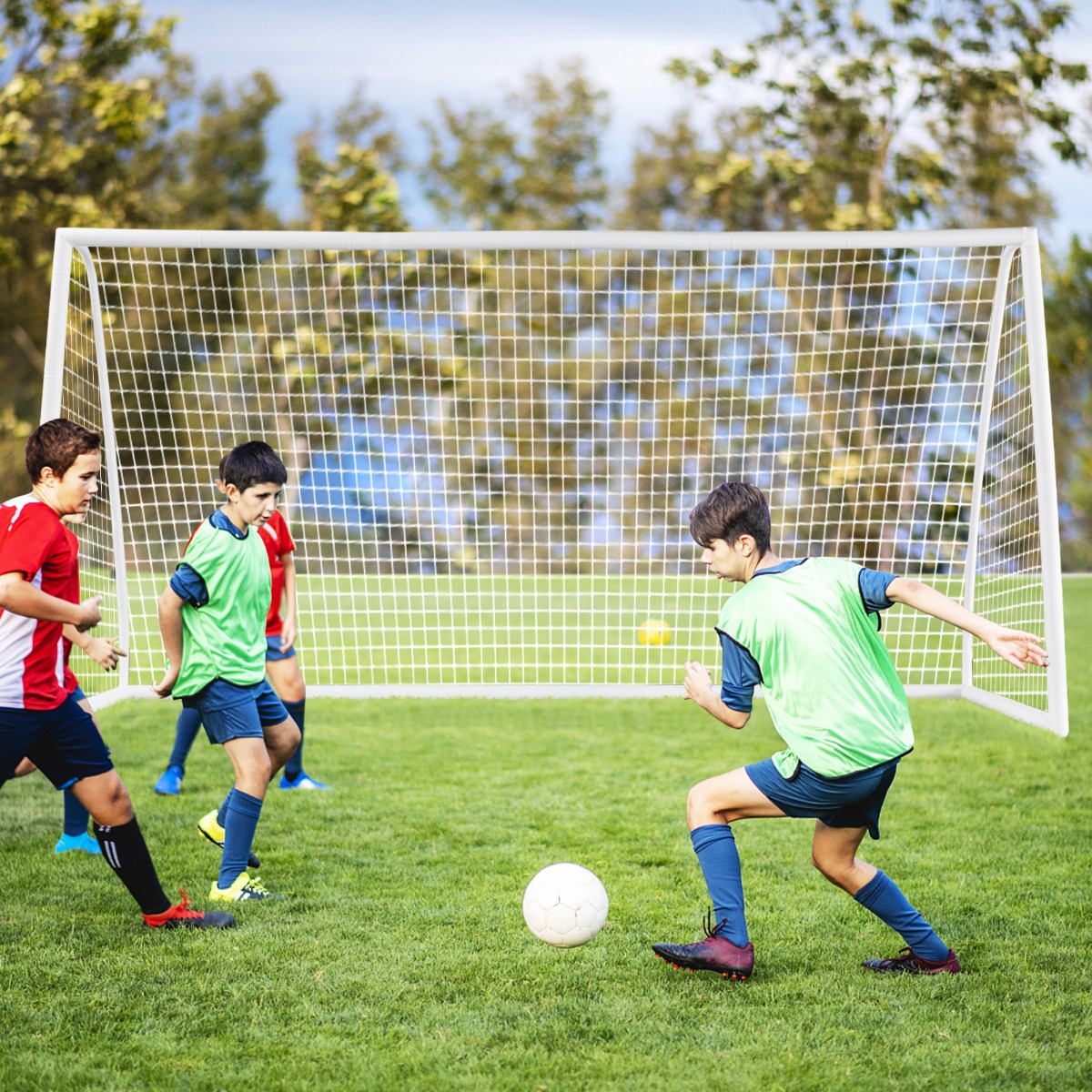 365 x 182 cm Fußballtor mit Hochfestem Netz & 6 Erdspießen Wetterfestes Tor Fußballtraining