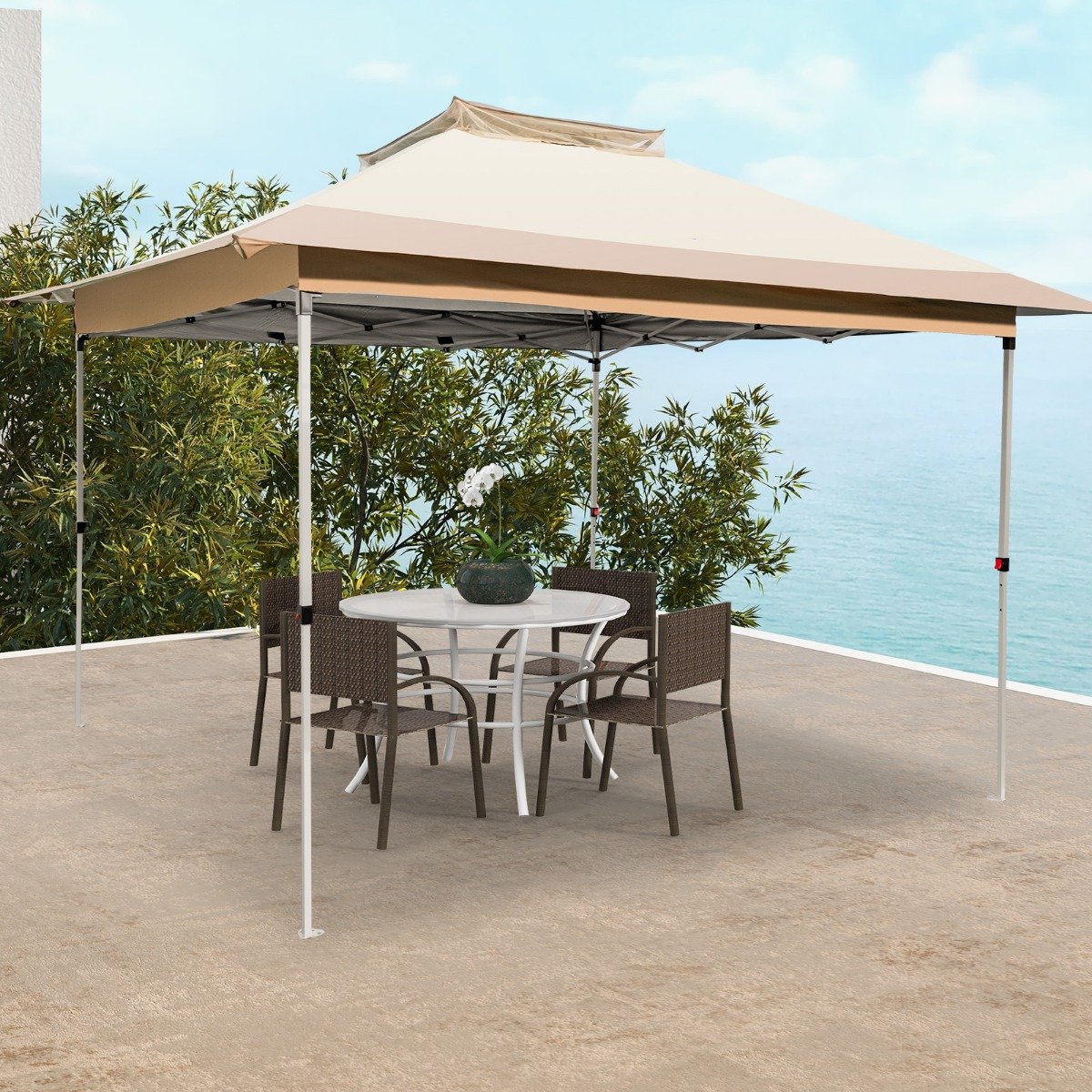 3,6 x 3,6m Pavillon mit Doppeldach wasserdicht stabil Winterfest UV-Schutz 50+