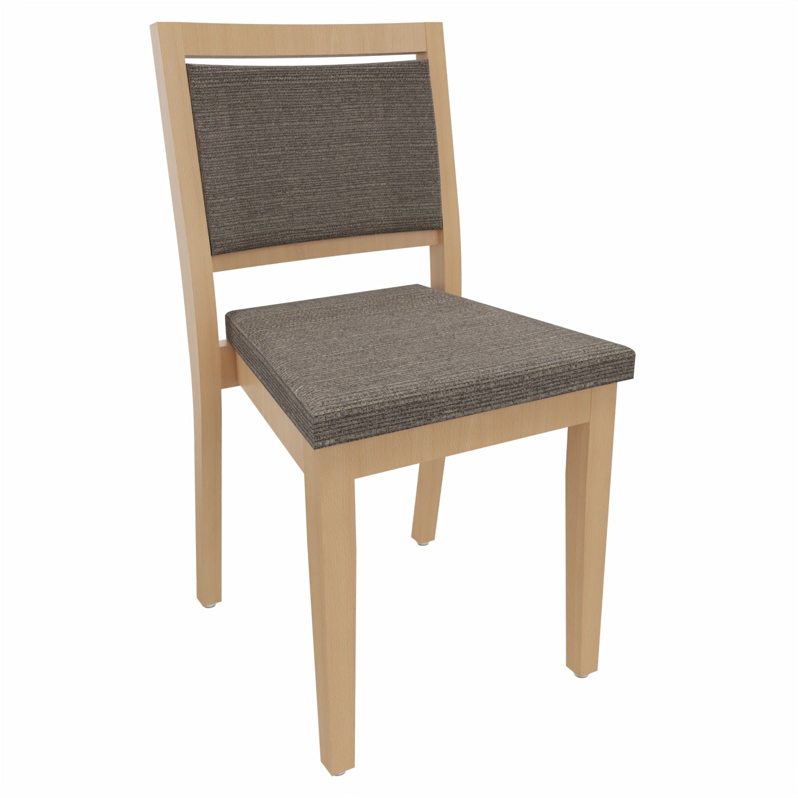 Stapelstuhl Georg – Platzsparender Stuhl für Senioren, Pflege und Alltag - Metall Silber / Stoff Gomera Braun