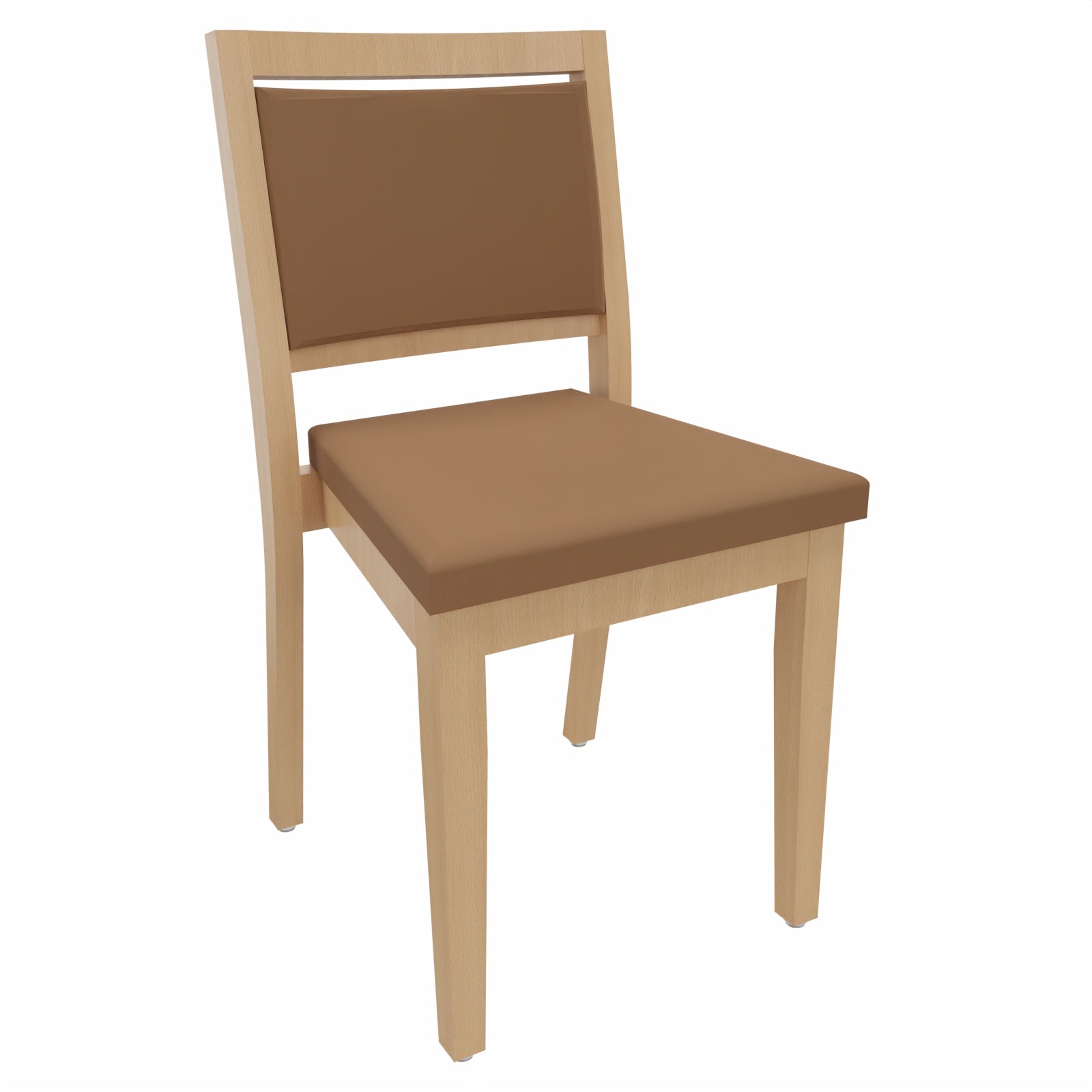 Stapelstuhl Georg – Platzsparender Stuhl für Senioren, Pflege und Alltag - Metall Silber / Kunstleder Soft Camel