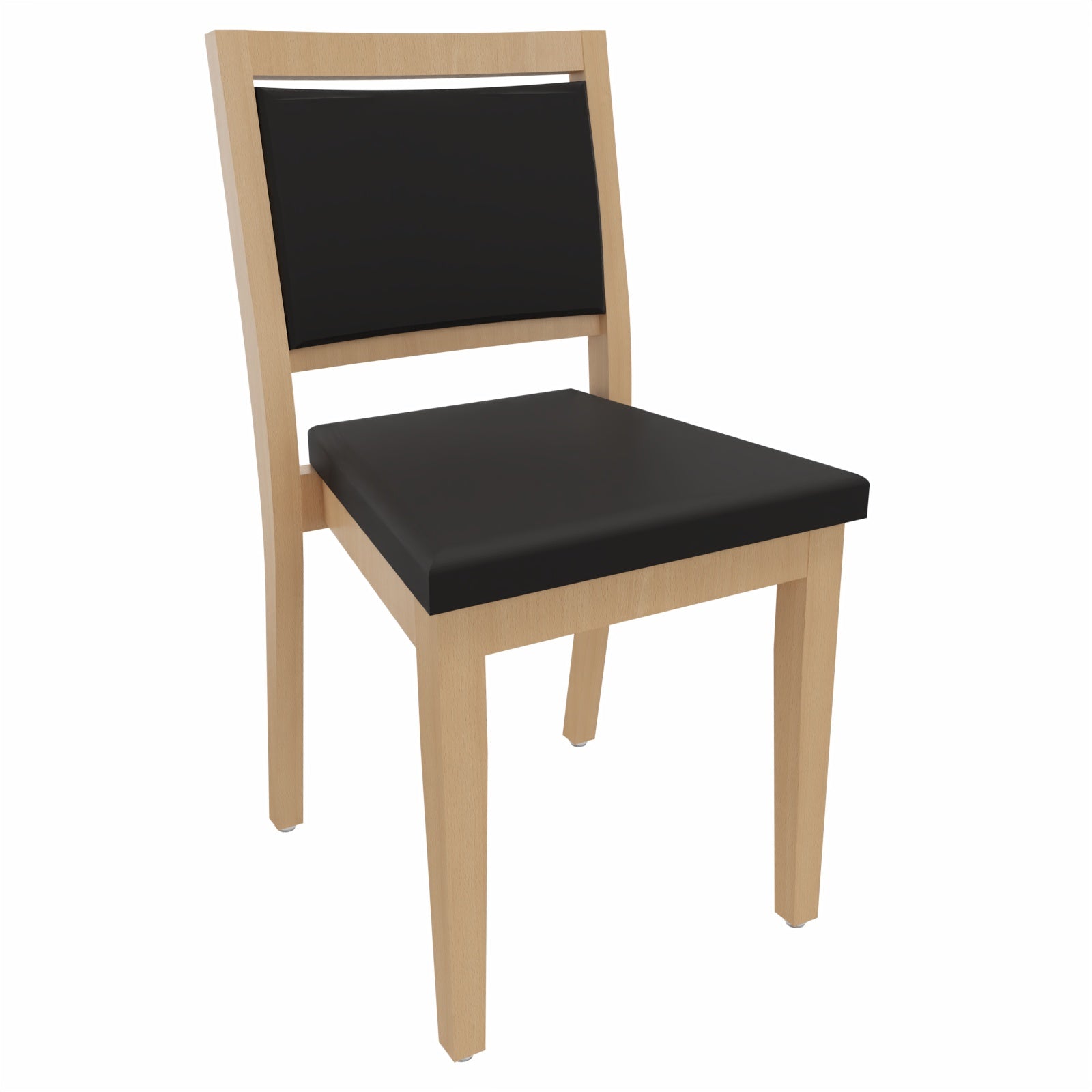 Stapelstuhl Georg – Platzsparender Stuhl für Senioren, Pflege und Alltag - Metall Silber / Kunstleder Soft Schwarz