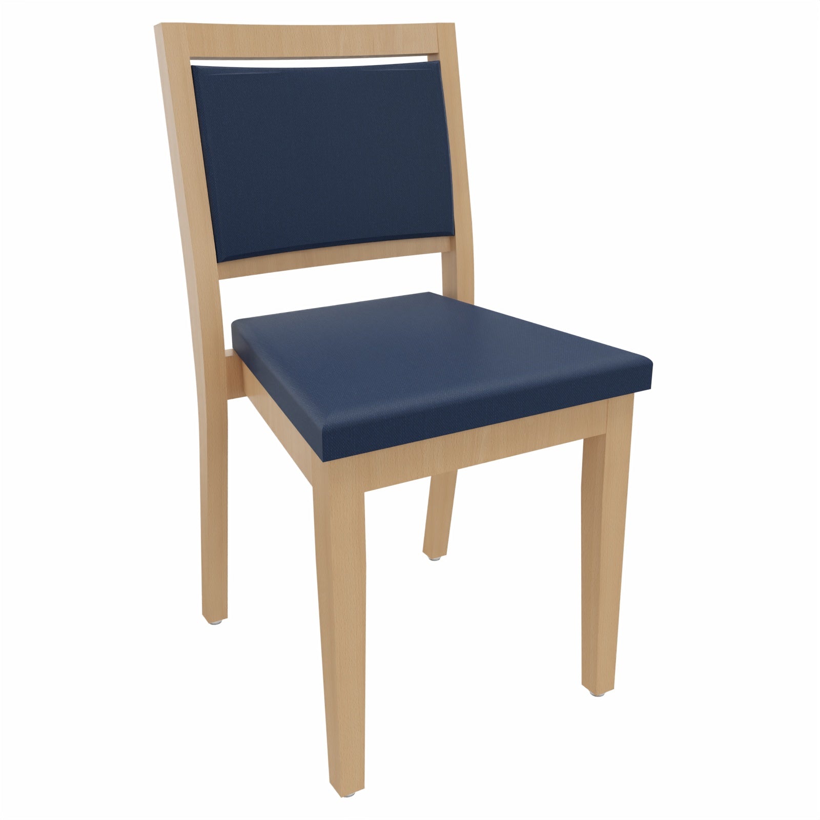Stapelstuhl Georg – Platzsparender Stuhl für Senioren, Pflege und Alltag - Metall Silber / Clean-Kunstleder Walter Blau
