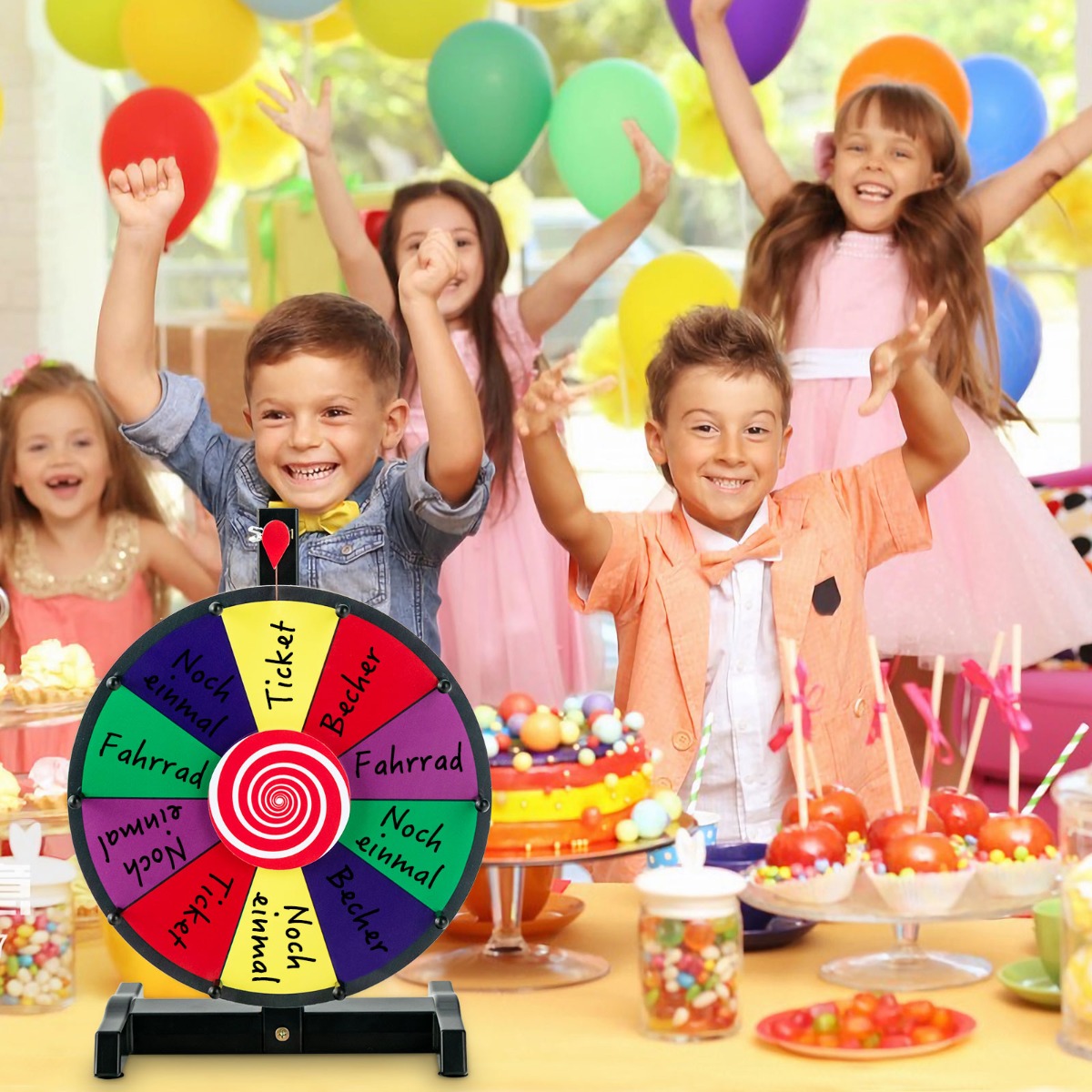 12" Glücksrad zum Drehen mit Radiergummi & Markierstift Lucky Wheel für Lotteriespiele und Wortspiele