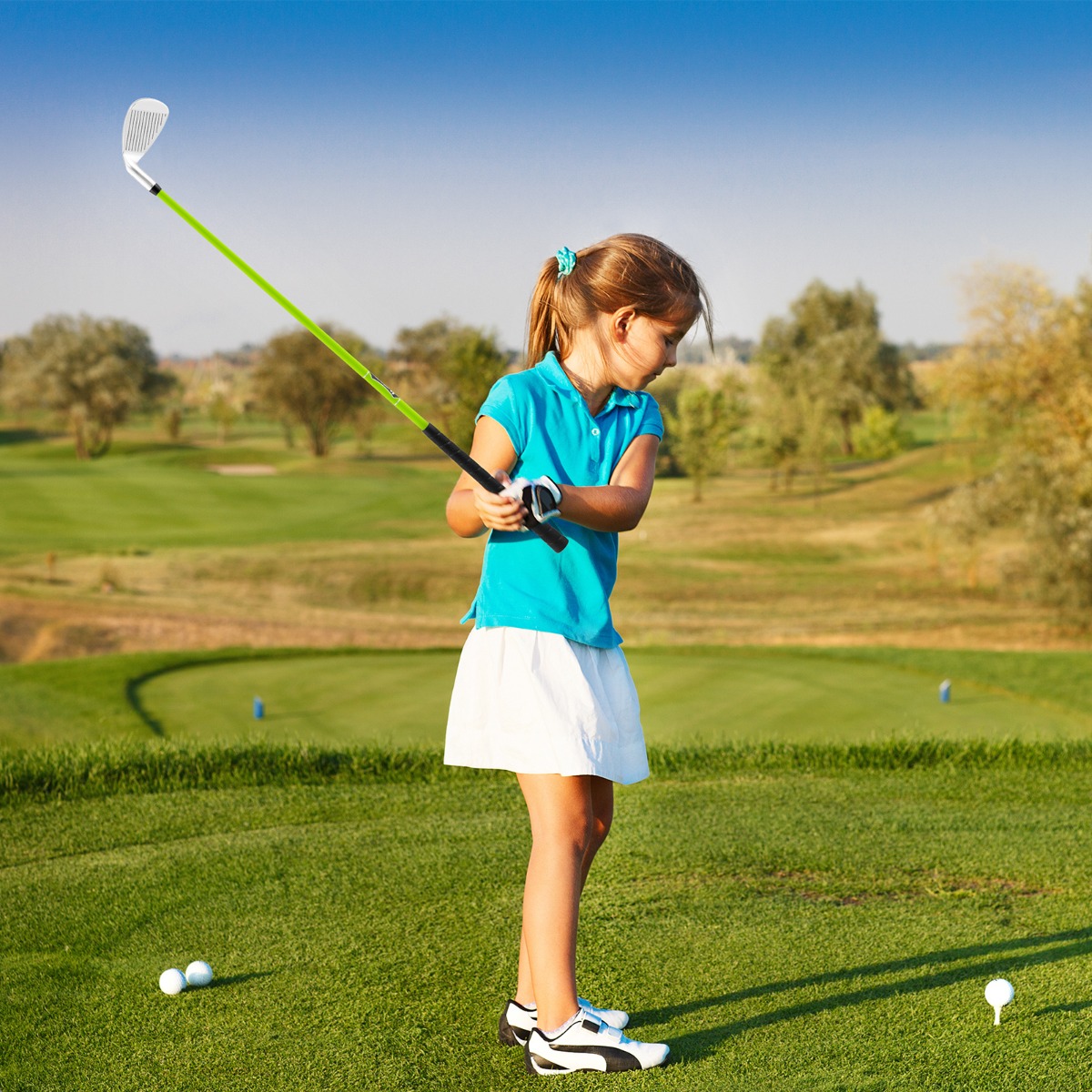 Golf Eisen 7 für Kinder mit Schlägerhaube Golf-Eisen Einzel aus Aluminium für Rechtshänder