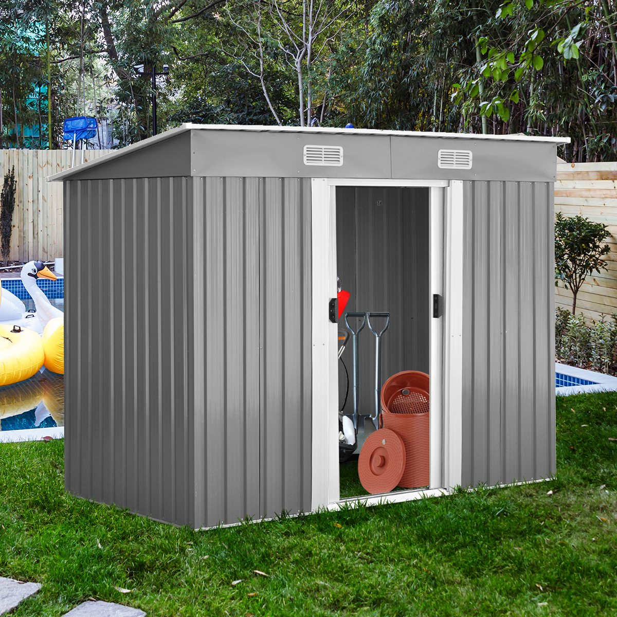 Metall Gerätehaus Gartenhaus Geräteschuppen mit Pultdach